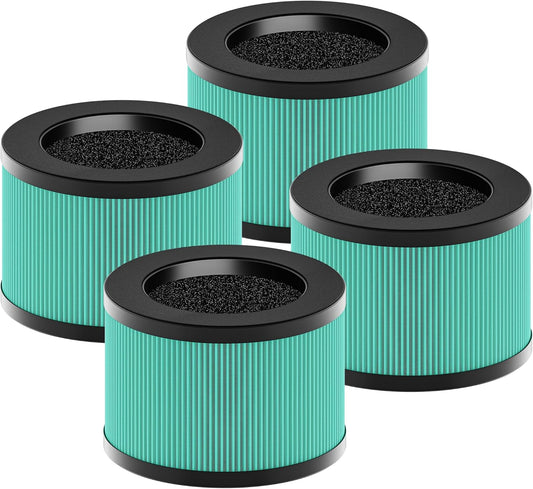 MK01 & MK06 True HEPA Filter Replacement Compatible with Aroeve MK01, MK06, ToLife TZ-K1 and Kloudi DH-JH01 Air Purifier, Pet Dander Version, Green, 4 Pack