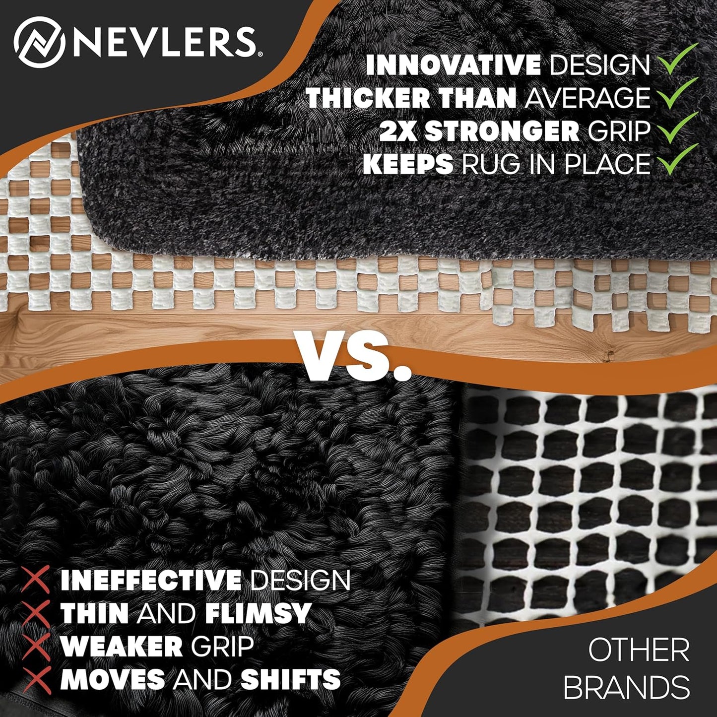 Nevlers 3x60 Ft. White Nonslip Rug Gripper Roll for Hallway Rugs & Runners| No Slip Rug Grip Rug Pad for Hard Surface Floors|Open-Weave PVC Under Rug Non Slip Pad | Carpet Grippers for Hardwood Floors