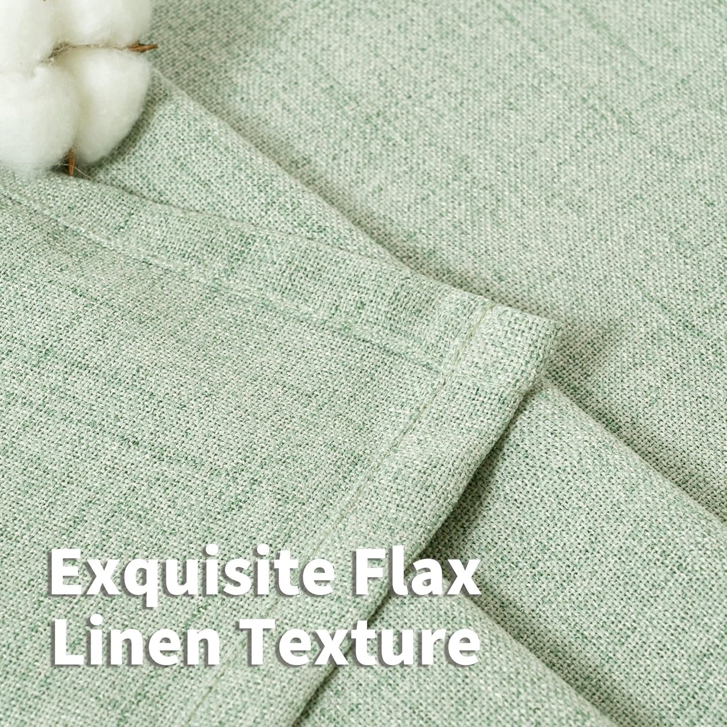 YoungsTex Sage Green Curtains 54 Inch Length for Kitchen, Light Filtering Semi Sheer Linen Window Drapes Rod Pocket Back Tab for Short Living Room Cafe, 2 Panels, 42 X 54 Inch