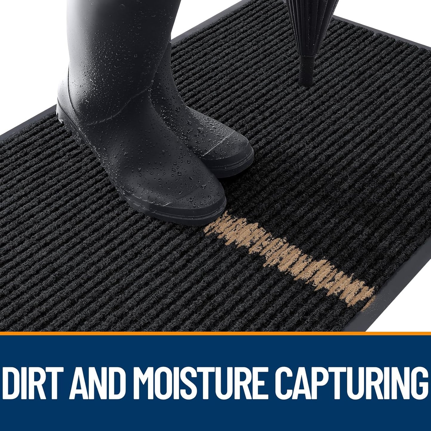 OLANLY Front Door Mat Indoor Outdoor Entrance, Waterproof Heavy Duty Doormat, Fade Resistant, Low Profile, Easy Clean Patio Porch Welcome Floor Mats for Entry, 29.5x17, Black