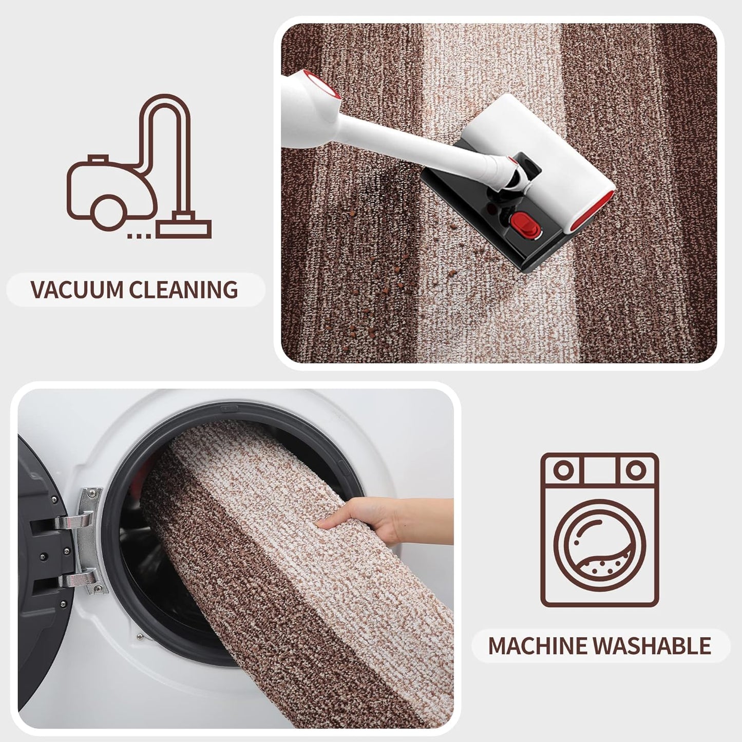 Kitinjoy Indoor Outdoor Door Mat, 32x20 Non-Slip Absorbent Dirt Trapper, Low-Profile Washable Inside Entrance Front Floor Mat, Sturdy Soft Entry Doormats for Entryway, Brown