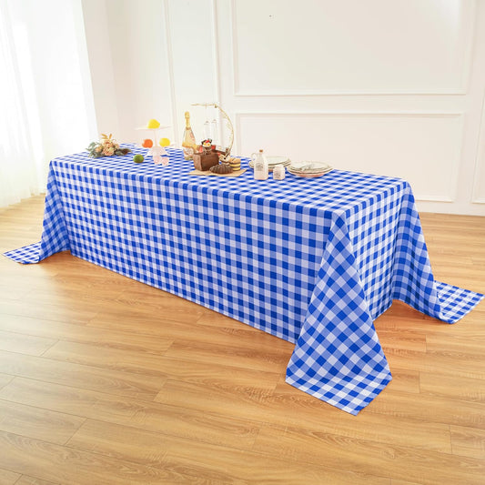 Classic Gingham Buffalo Tablecloth Fabric - Oblong 90x156 Inch Water Proof Checkered Table Cloth for Indoor Outdoor - Table Cover for Birthday, Picnics, BBQs, and Parties