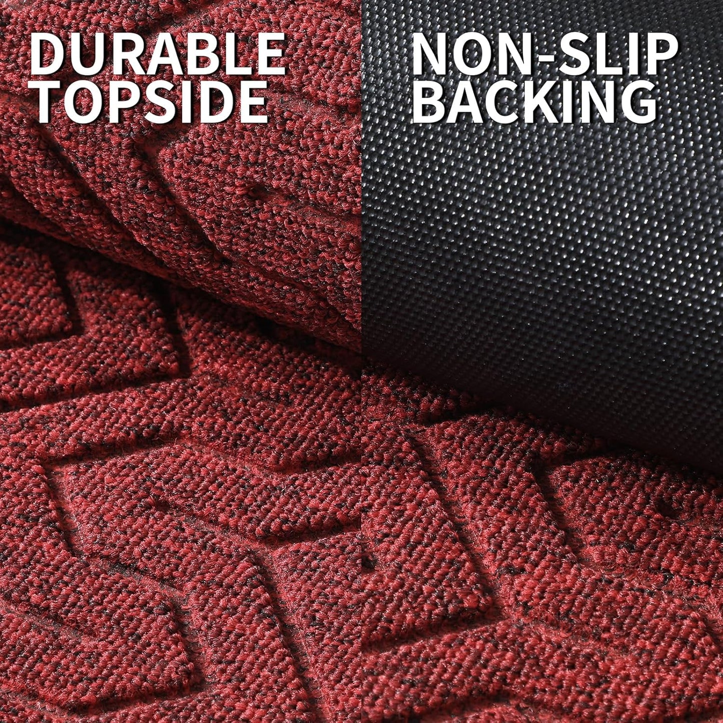 Yimobra Front Door Mat Outside Entrance 29.5x17, Waterproof Heavy Duty Outdoor Mats for Front Door, Non Slip Rubber Entry Mat for Garage Patio, Black Red