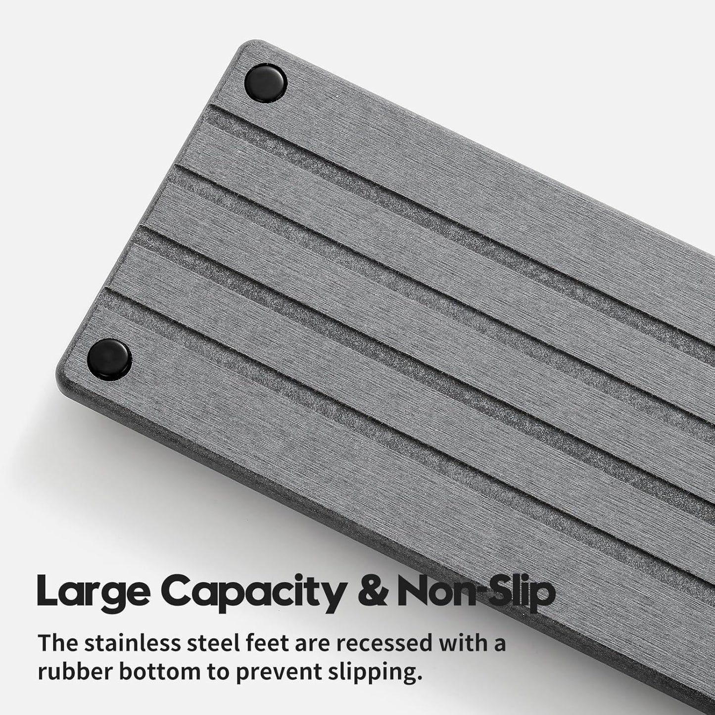 Instant Dry Sink Caddy Kitchen Sink Organizer, Quick Drying Stone Tray Diatomite Sponge Holder Soap Dish, Bathroom Countertop Fast Dry Water Absorbing Vanity Rack, Dark Gray,12" x 5"