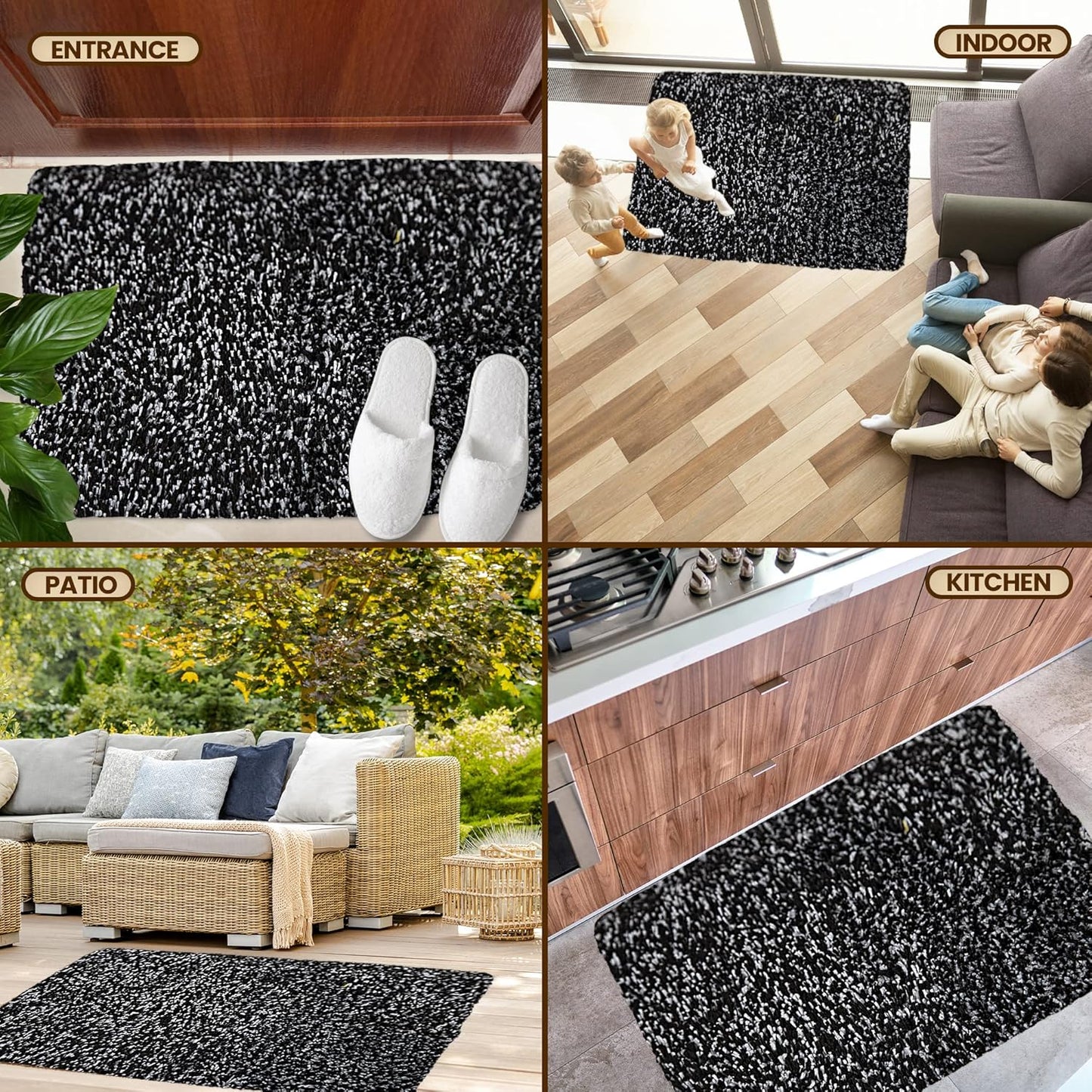 Premium Microfiber Indoor Door Mat – 24"x36" Washable Entry Mat, Non-Slip, Waterproof Backing, Super Absorbent, Low Profile Entryway Doormat for Indoor Entrance
