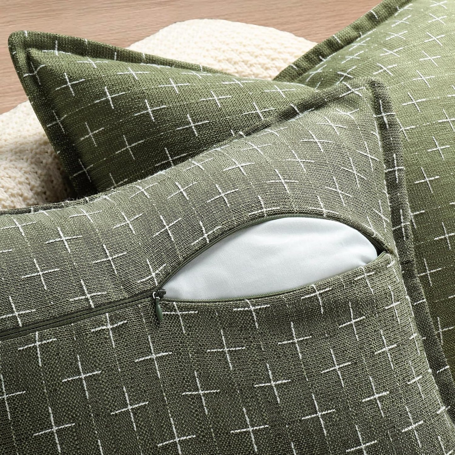 ZWJD Pillow Covers 26x26 Set of 2 Soft Polyester Textured Pillow Covers with Stylish Flange Edge Cozy Farmhouse Throw Pillows for Couch Bed Sofa Living Room