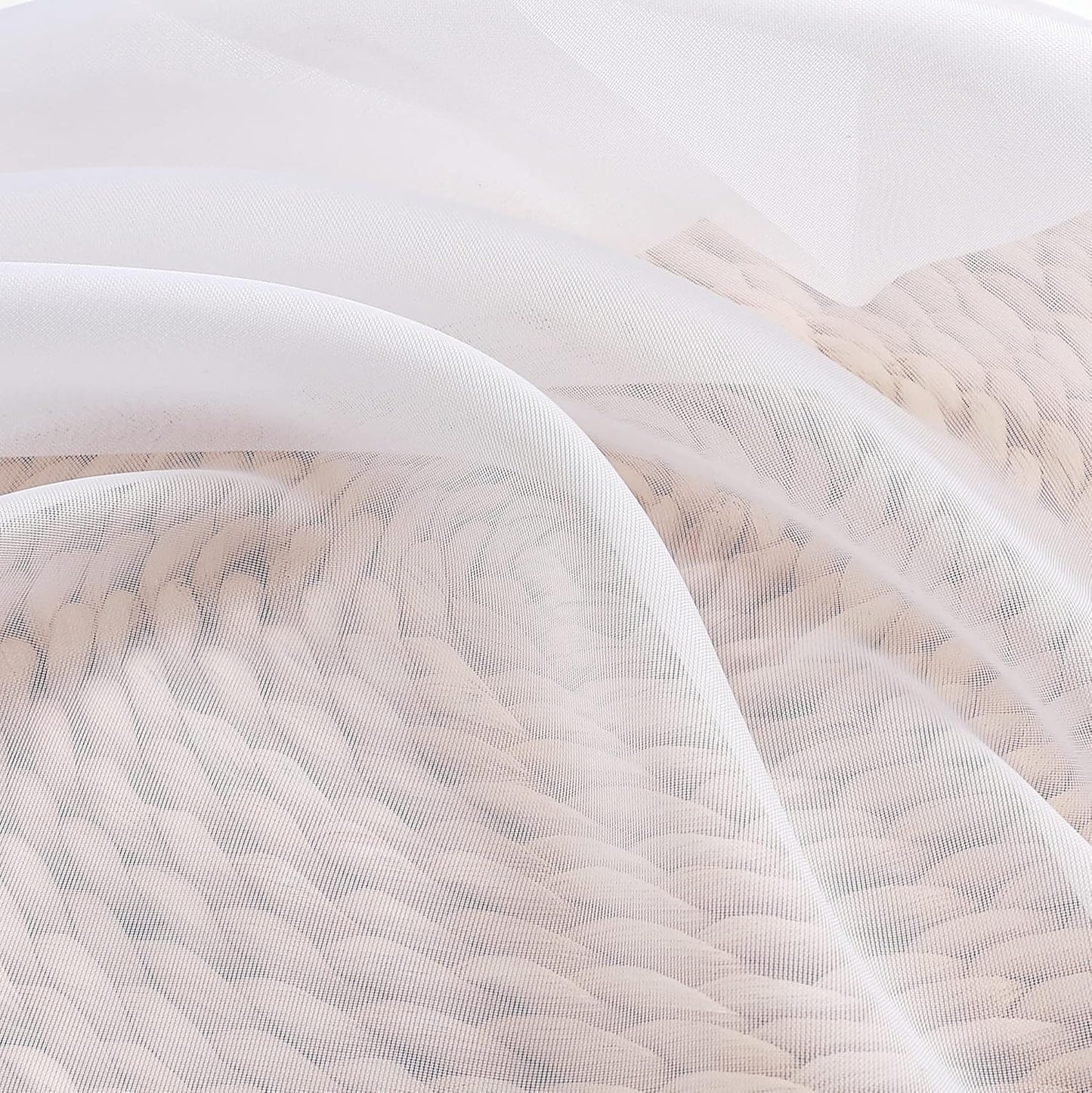 Chyhomenyc Sheer White Valances for Windows 2 Pack, Small Window Curtains for Living Room Bathroom Cafe Laundry Basement, Modern Top Dual Rod Pocket Voile Curtain, 42W x 18L inches, White