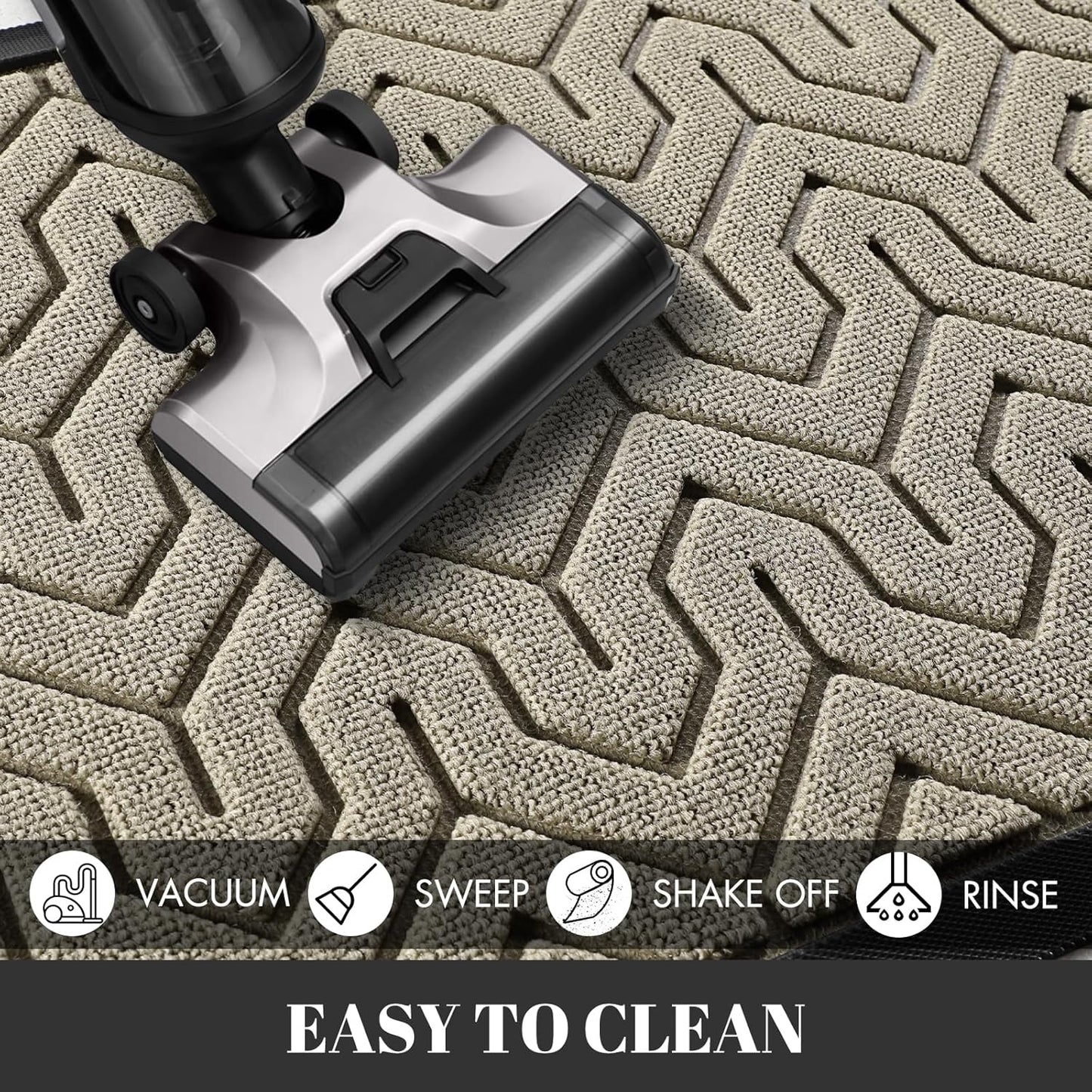 Yimobra Large Door Mat Outside Entrance 47x24, Waterproof Heavy Duty Outdoor Mats for Front Door, Non Slip Rubber Entry Mat for Garage Patio, Easy Clean, Beige