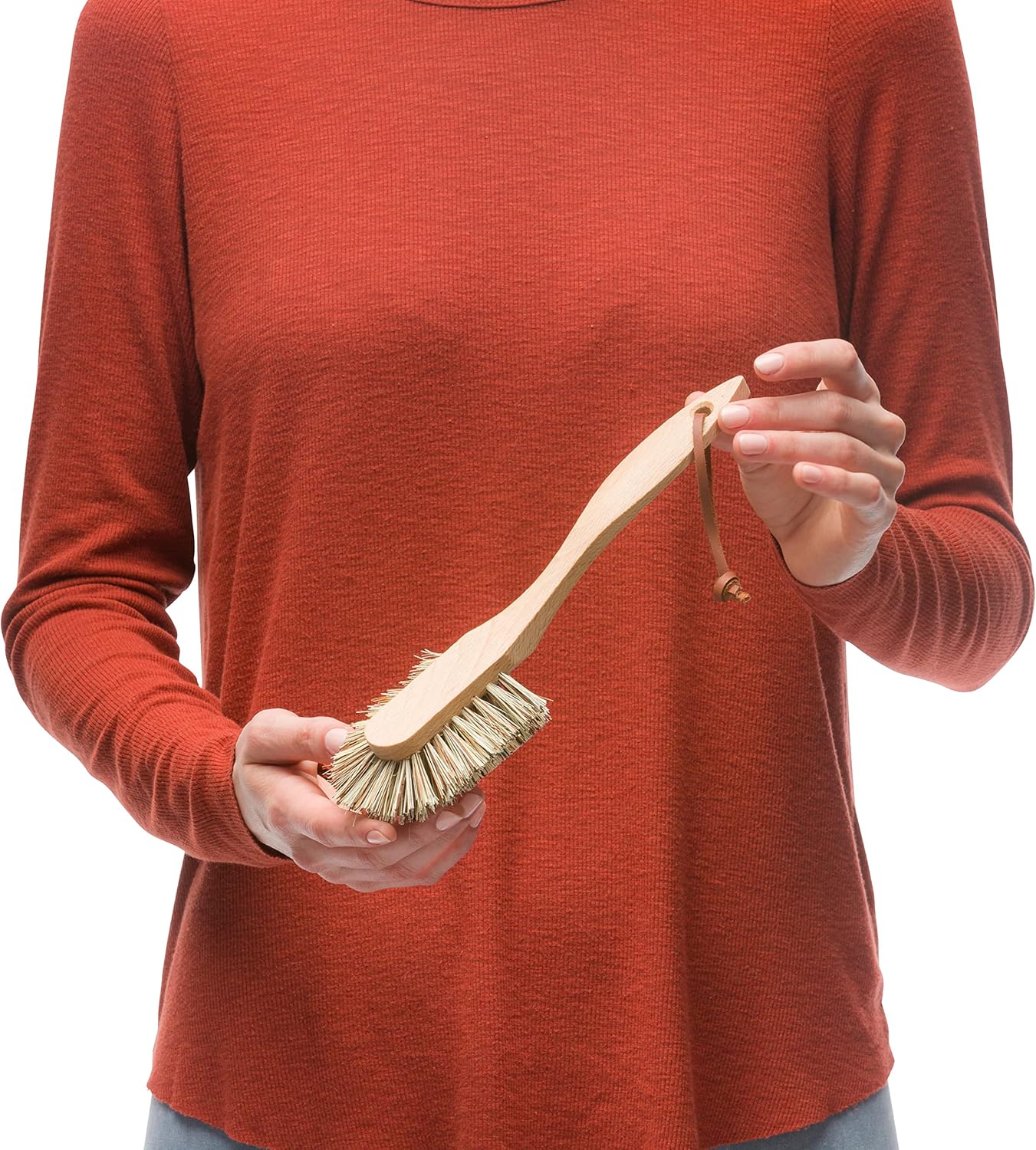 Redecker Extra Long Curved Dish Brush, Extra Strong Union Fiber Bristles, Oiled Beechwood Handle, 10-1/2 Inches, Made in Germany