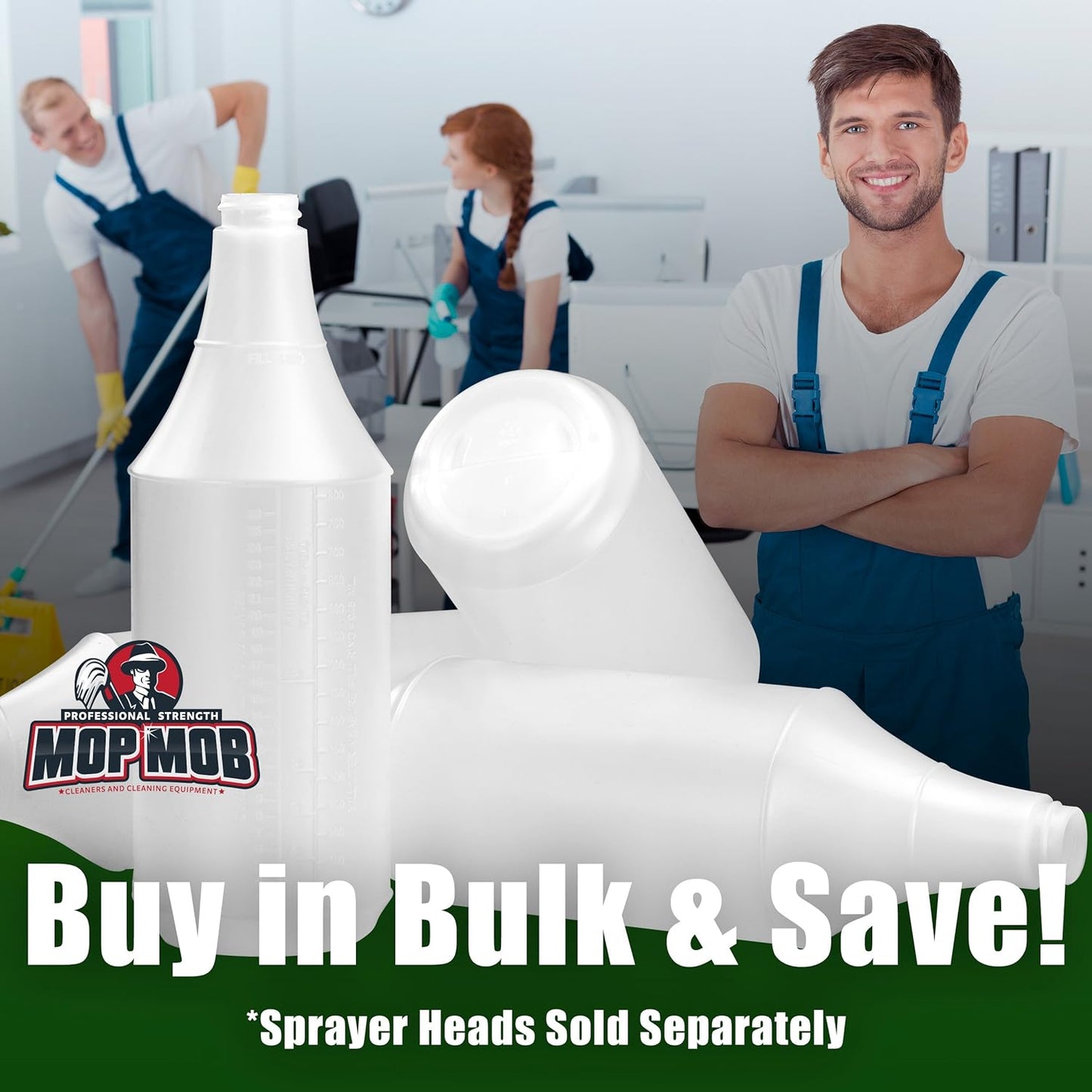 Commercial-Grade Chemical Resistant 32 oz Bottles ONLY 4 Pack Embossed Scale For Measuring. Pair With Industrial Spray Heads For Auto/Car Detailing, Janitorial Cleaning Supply or Lawn Care.