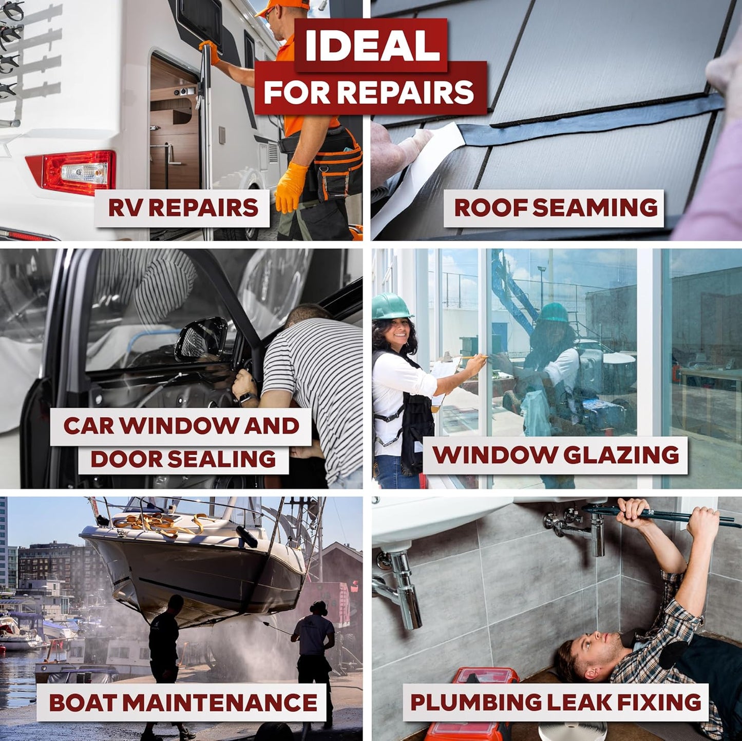 XFasten Butyl Tape RV Black, 3/4 in x 45 Ft, 1/8 in Thick EDPM Rubber Sealant Tape - Roof Patching, Boat Sealing, Leak Proof Butyl Putty Tape