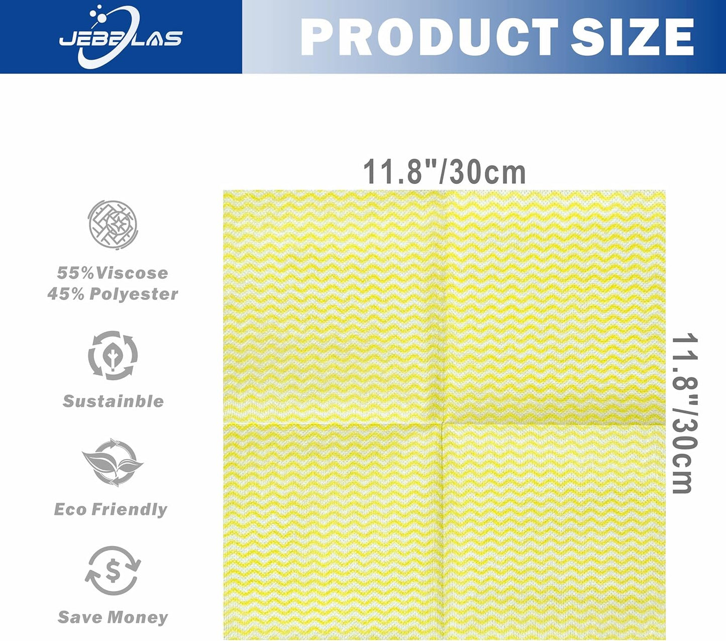 JEBBLAS Reusable Cleaning Cloths Handi Wipes Reusable Cloths Dry Cleaning Cloths Dish Towel Dish Cloths Handy Cleaning Wipes,Pack of 100, Yellow