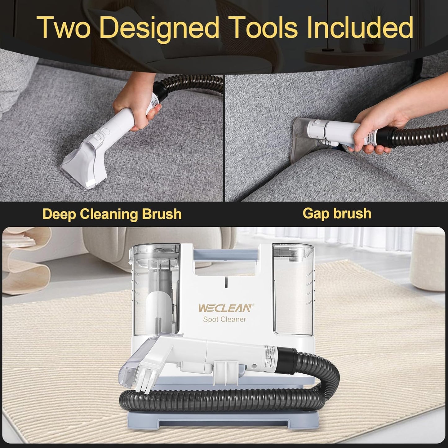 WECLEAN C1 Portable Extractor for Couch and Carpet Cleaner Upholstery Cleaner for Deep Cleaning
