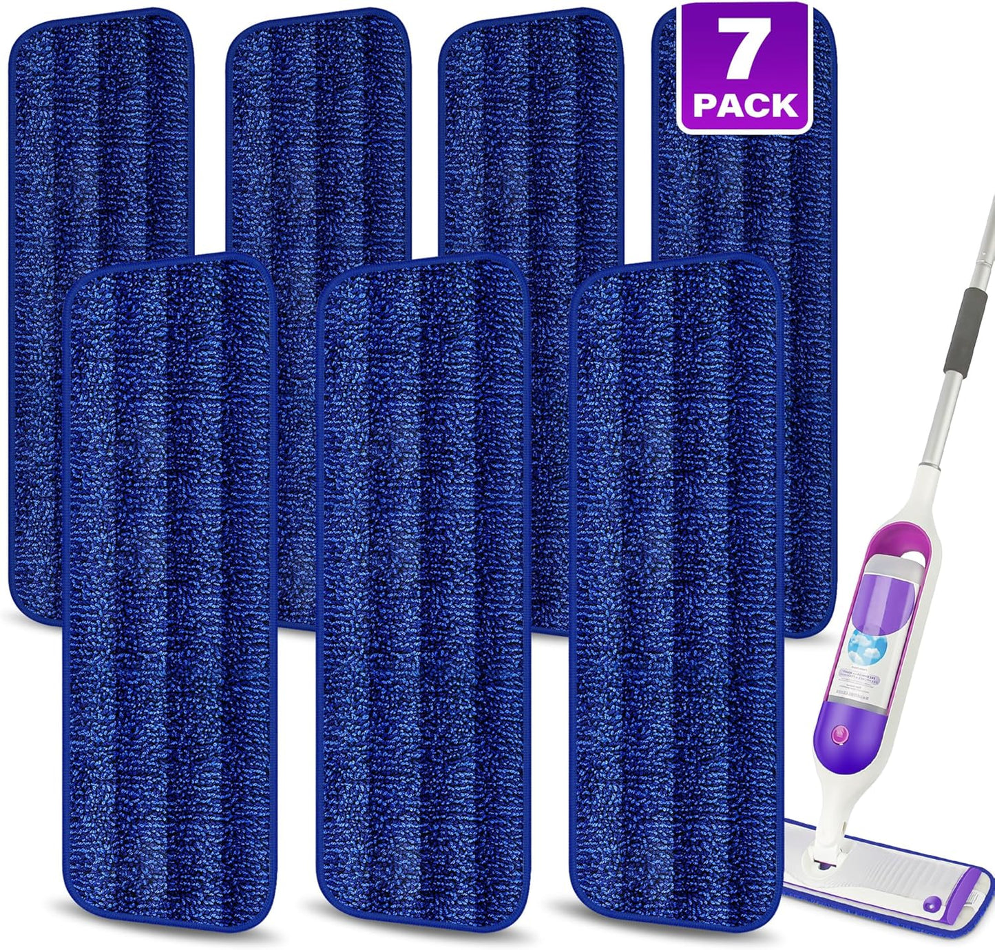 7 Count Reusable Microfiber Mop Pads for Swiffer PowerMop- MEXERRIS PowerMop Refills Hard Wood Floor Mop Pads Machine Washable, Wet Dry Dust Mop Pads Replacement for 13''-15'' Spray Wet Mops