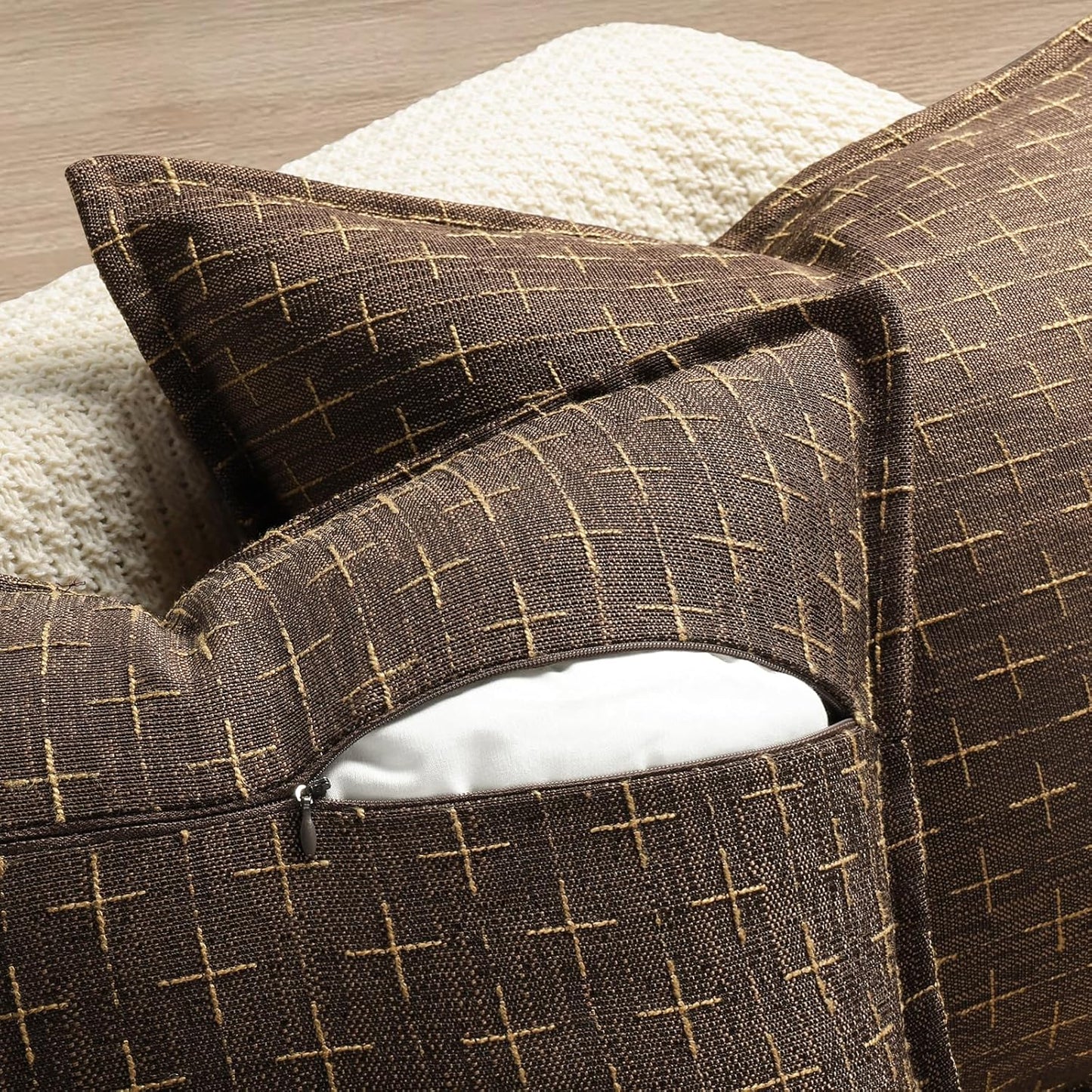 ZWJD Pillow Covers 18x18 Set of 2 Soft Polyester Textured Pillow Covers with Stylish Flange Edge Cozy Farmhouse Throw Pillows for Couch Bed Sofa Living Room