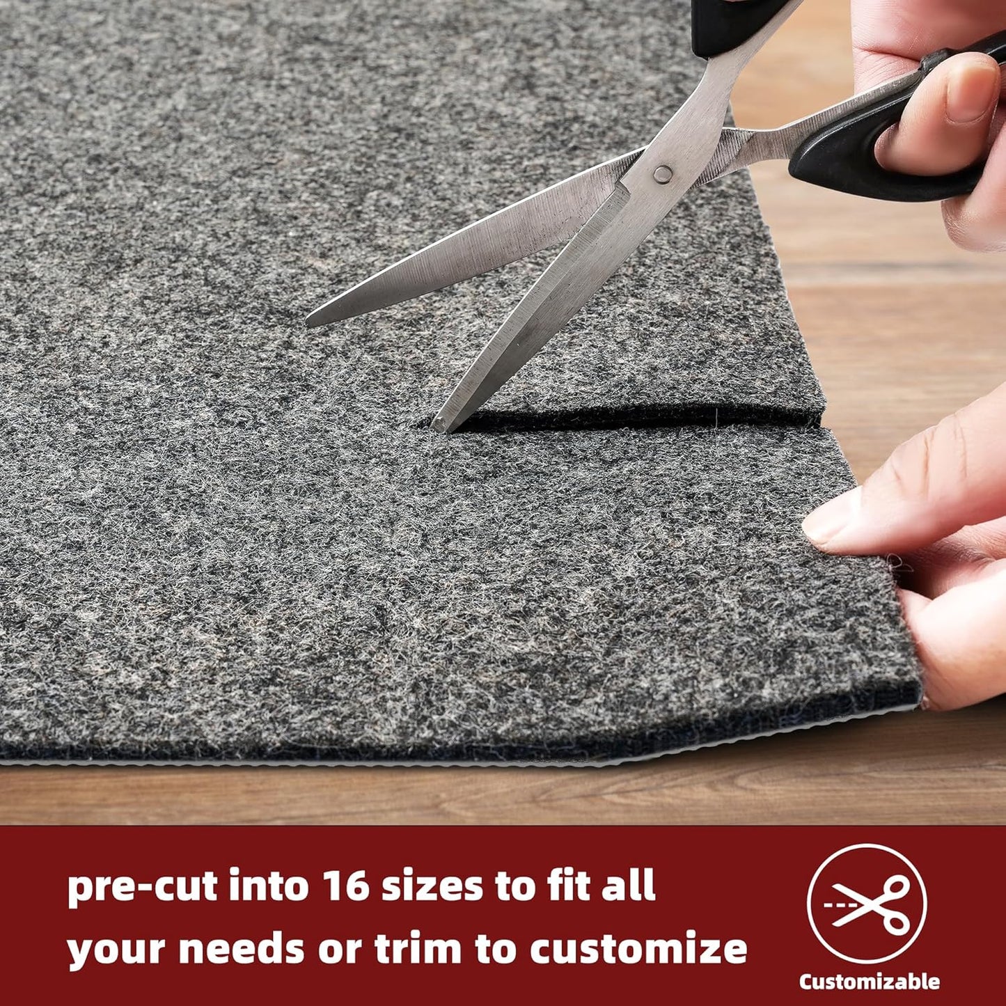 BAGAIL Felt and Natural Rubber Backing Rug Pads 1/4” Thick, 2 x 6 Ft Non Slip Carpet Gripper Keep Rugs in Place, Under Area Rug Protective Cushioned Pads, Carpet Runners, Hardwood Floors Protection