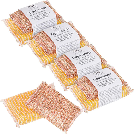 Redecker Copper Sponge, Set of 10, Includes 5 Large and 5 Medium Copper Fiber Sponges, Durable Non-Abrasive Scrubber, Cleans Stainless Steel Appliances, Pots and Pans, Auto Parts, Machine Washable
