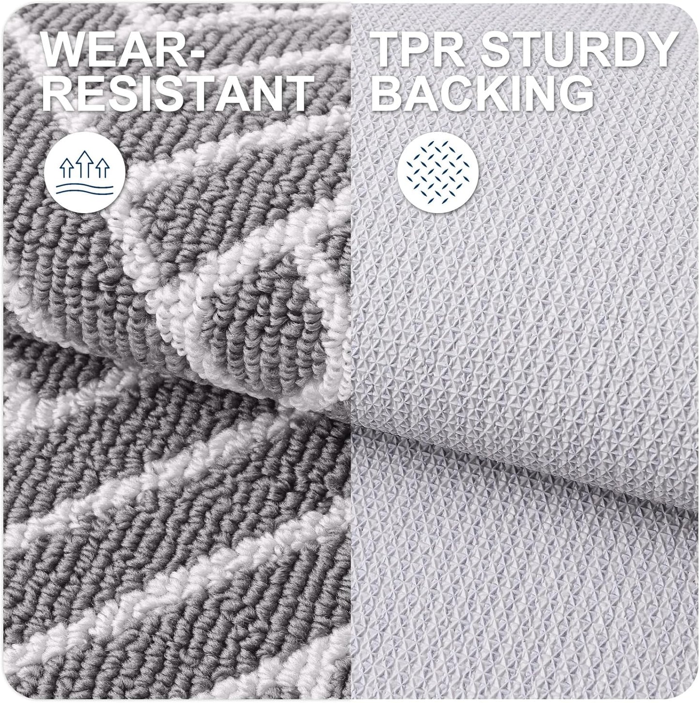 OLANLY Indoor Door Mat, 36x24 Inch, Dirt Resistant and Absorbent, Non-Slip Rubber Backing Floor Mats, Easy Clean Low-Profile Doormat for Entryway, Front Door, and Inside Entrance, Grey