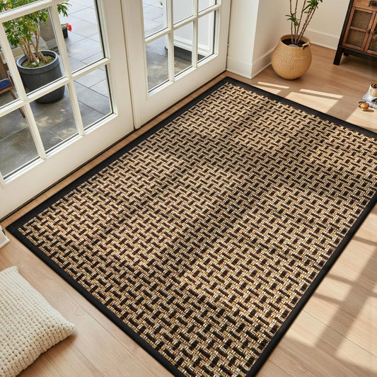LEKEEPGO Door Mat Indoor Entrance 36"x59", Absorbent Indoor Door Mat Large, Non Slip Rubber Backing Inside Door Mats, Washable Floor Mat, Low-Profile Doormat for Front Door, Entryway, Entrance, Black