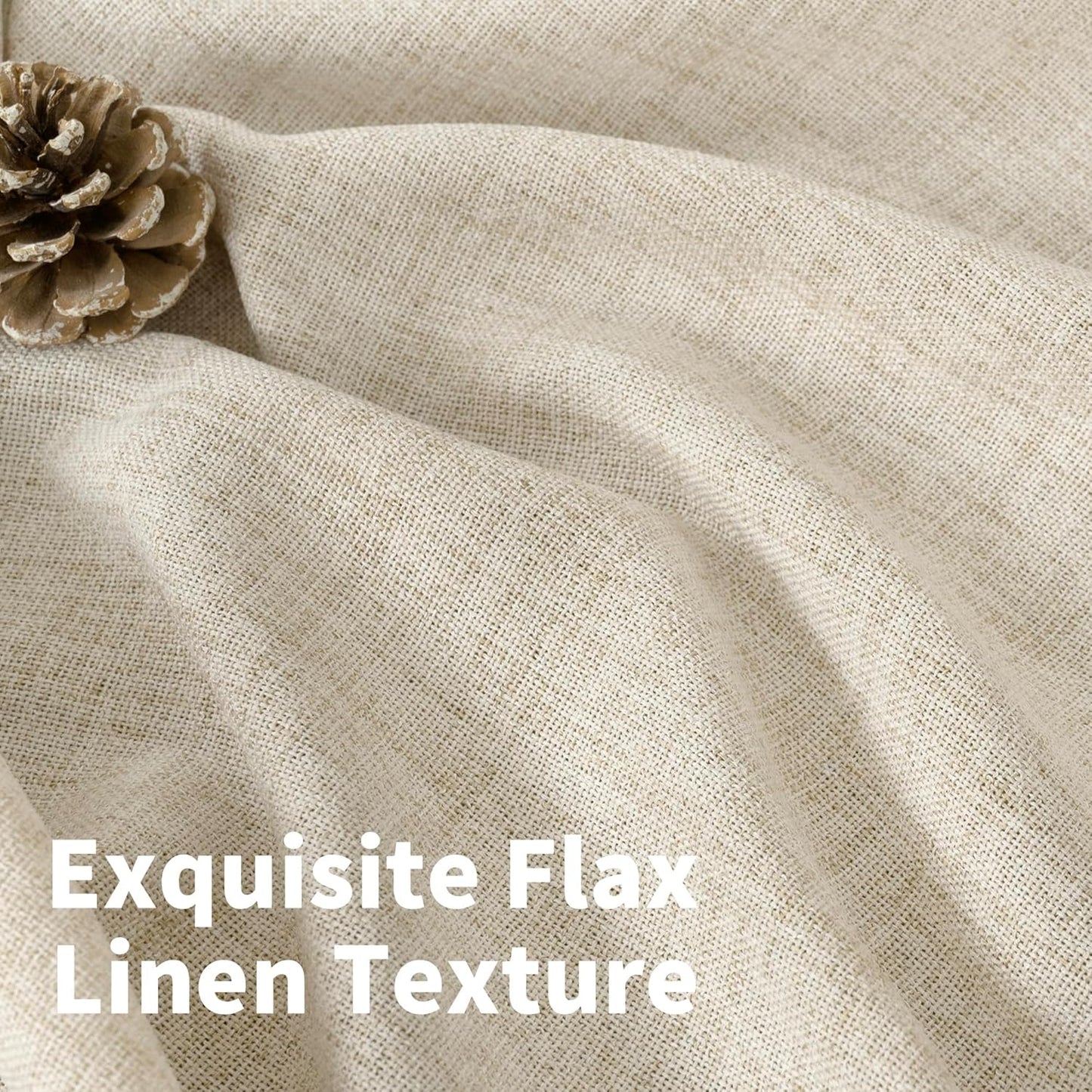 YoungsTex Linen Curtains 60 Inch Wide for Living Room, Semi Sheer Light Filtering Window Drapes 63 Inch Length with Rod Pocket Back Tab for Bedroom Dining Room, Linen, 2 Panels, 60 X 63 Inch