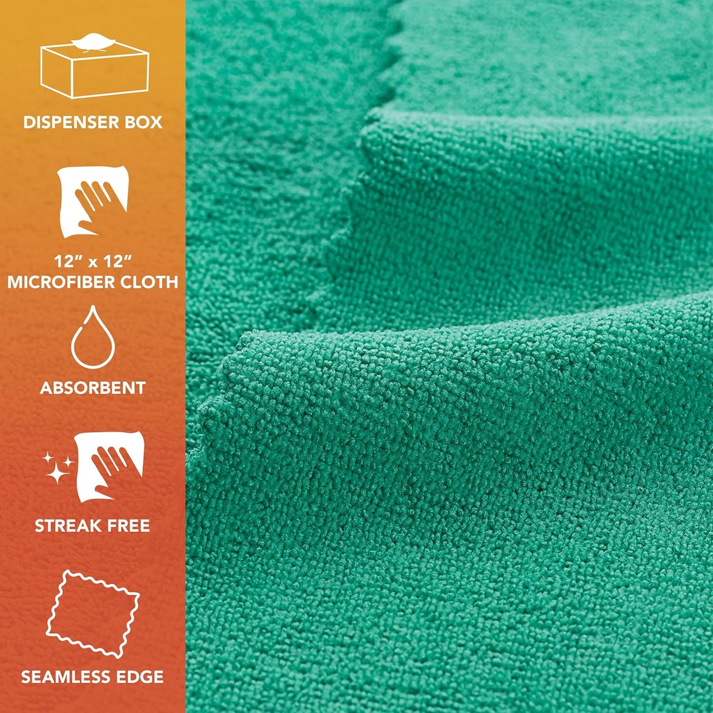 Arkwright Smart Rags in Box - (Bulk Case of 400) Lint Free Microfiber Cleaning Cloth, Scratch & Streak-Free, Dispensable Wash Towels for Cars, Window Glass, and Auto Shop, 12 x 12 in, Green