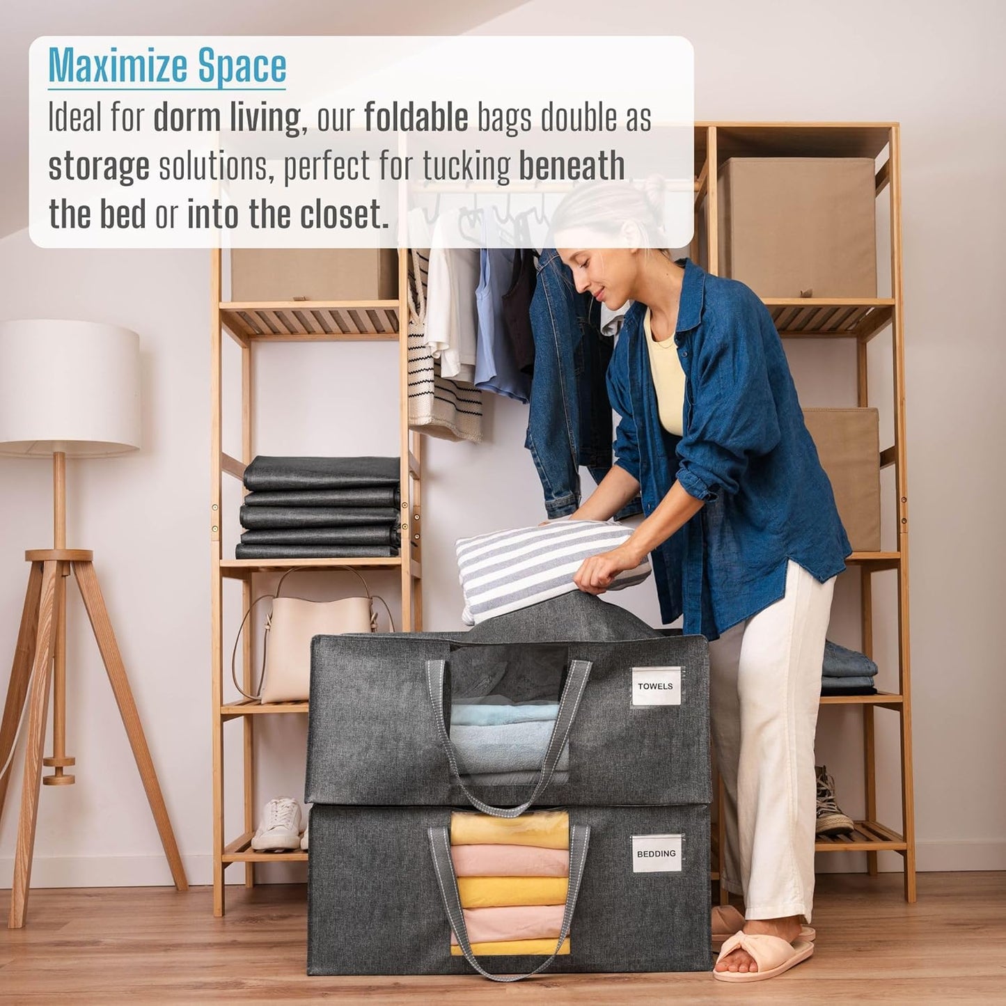 VENO 2 Pack Moving Bags Extra Large Storage Bags for College Move-In, Heavy-Duty Storage Totes, Packing Boxes, and Wardrobe Moving Supplies - Durable Laundry Bags for Clothes (Gray w/Window, 2 Pack)