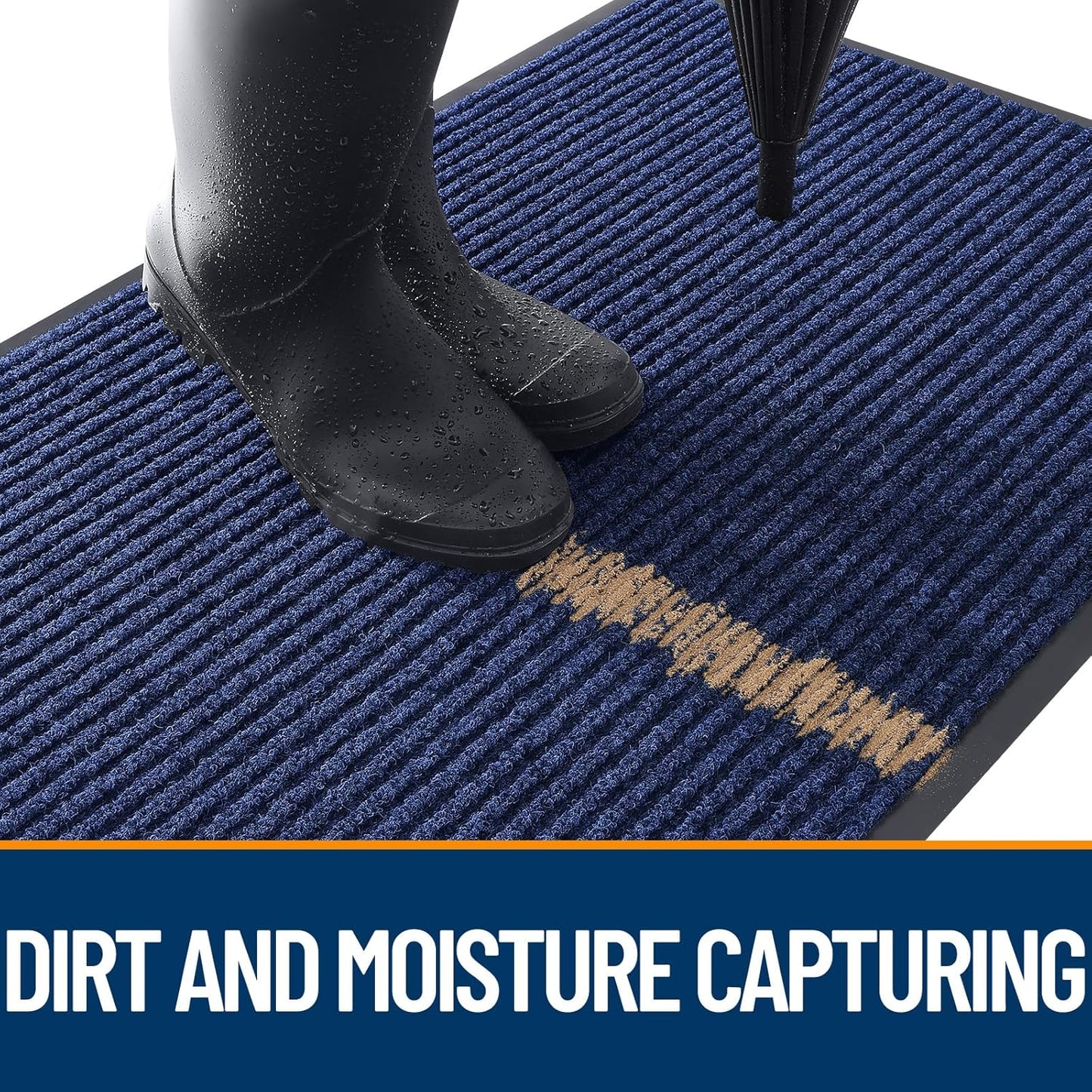 OLANLY Front Door Mat Indoor Outdoor Entrance, Waterproof Heavy Duty Doormat, Fade Resistant, Low Profile, Easy Clean Patio Porch Welcome Floor Mats for Entry, 40x32, Blue