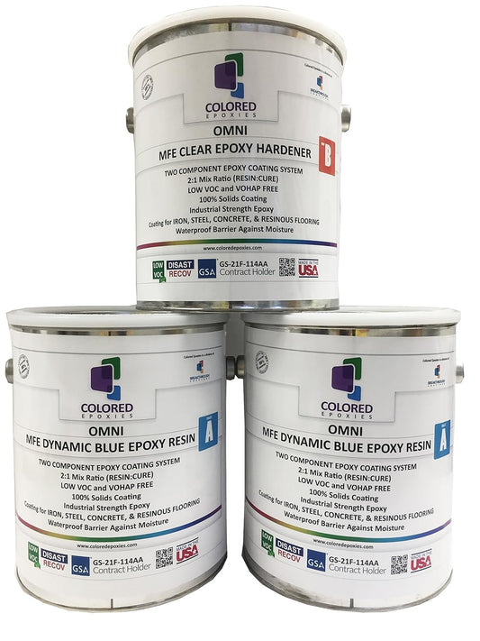 Coloredepoxies 10020 Light Blue Epoxy Resin Coating Made with Beautiful and Vibrant Pigments, 100% Solids, For Garage Floors, Basements, Concrete and Plywood. 3 Gallon Kit