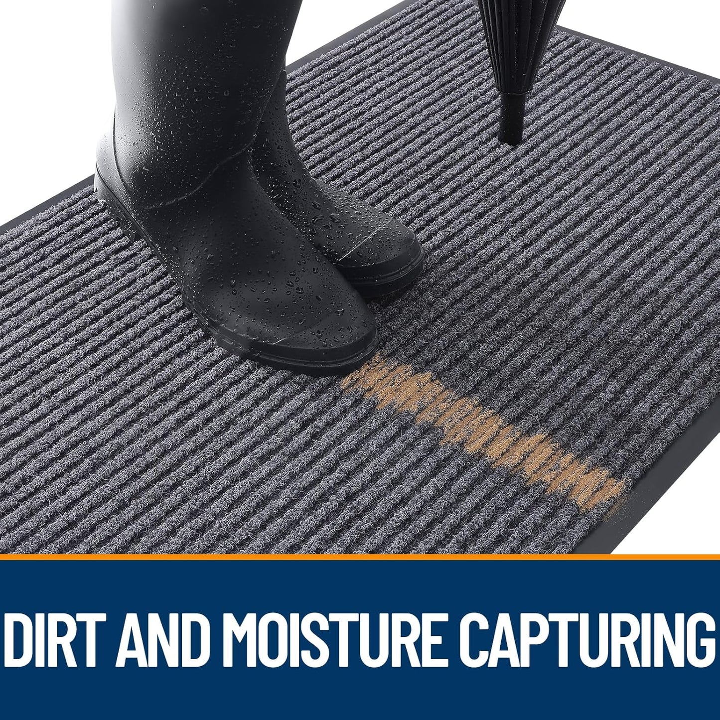 OLANLY Front Door Mat Indoor Outdoor Entrance, Waterproof Heavy Duty Doormat, Fade Resistant, Low Profile, Easy Clean Patio Porch Welcome Floor Mats for Entry, 47x23, Grey