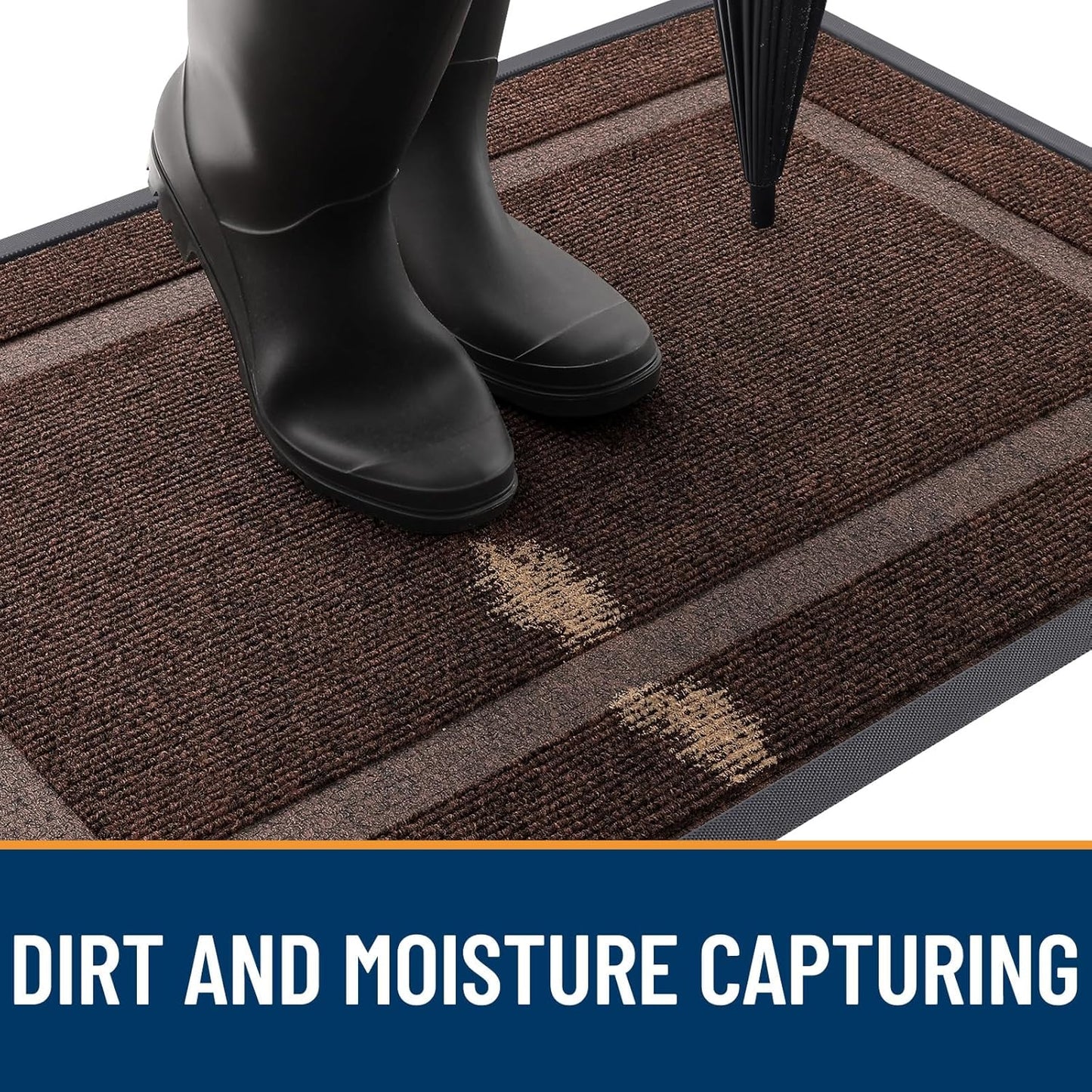 OLANLY Front Door Mat Indoor Outdoor Entrance, Waterproof All-Season, All-Weather Doormat, Sturdy Natural Rubber, Fade Resistant, Low Profile, Easy Clean Patio Porch Entryway Mat, 47x17, Dark Brown