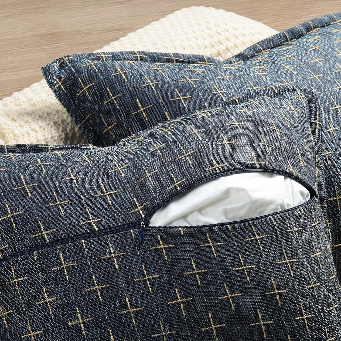 ZWJD Pillow Covers 18x18 Set of 2 Soft Polyester Textured Pillow Covers with Stylish Flange Edge Cozy Farmhouse Throw Pillows for Couch Bed Sofa Living Room