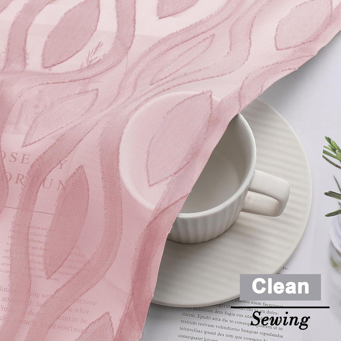 Aiyufeng Sheer Curtains 72 Inches Long for Living Room 2 Panels Set, Light Filtering Clip Jacquard Textured Sheer Bedroom Curtain, Chic Wavy Line Sliding Door Curtains, Blush Pink, 40" Wx72 L Inches