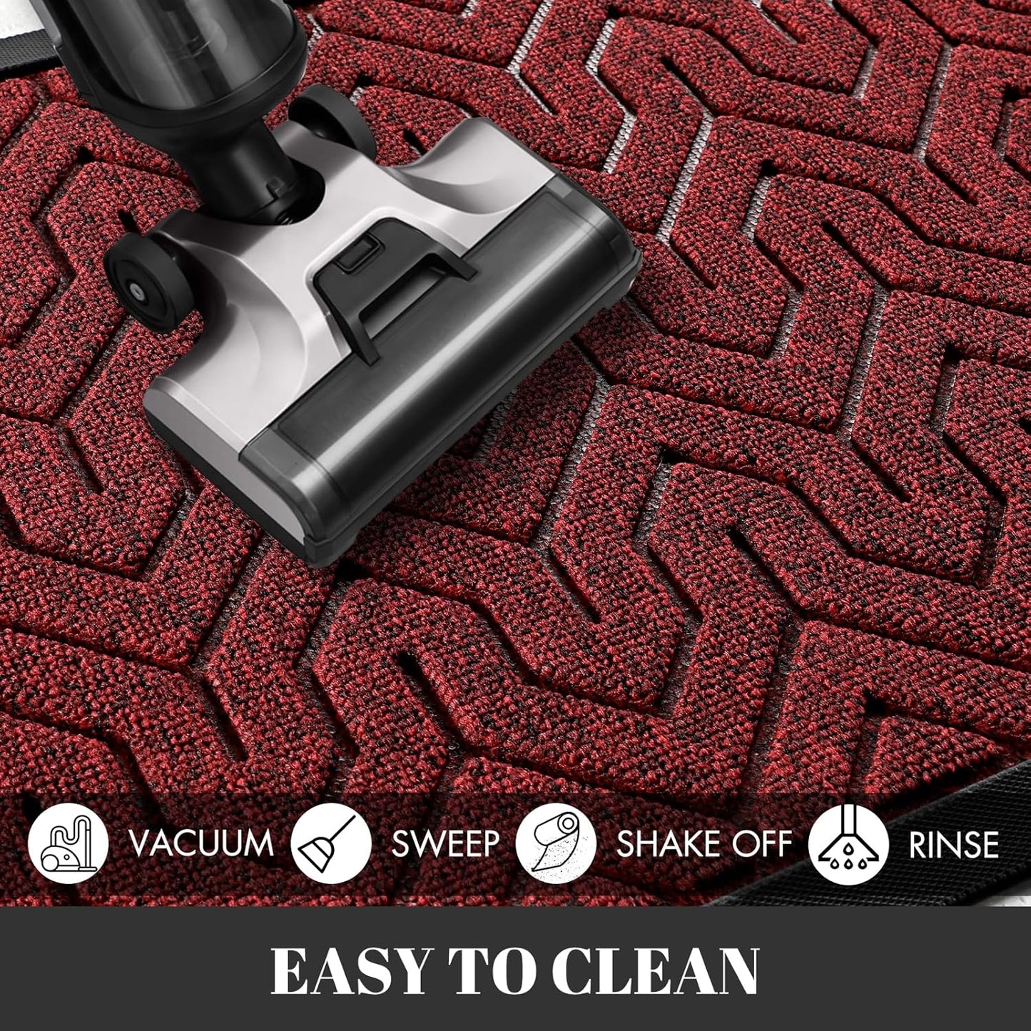 Yimobra Extra Large Door Mat Outside Entrance 60x32, Waterproof Heavy Duty Outdoor Mats for Front Door, Non Slip Rubber Entry Mat for Garage Patio, Easy Clean, Black Red