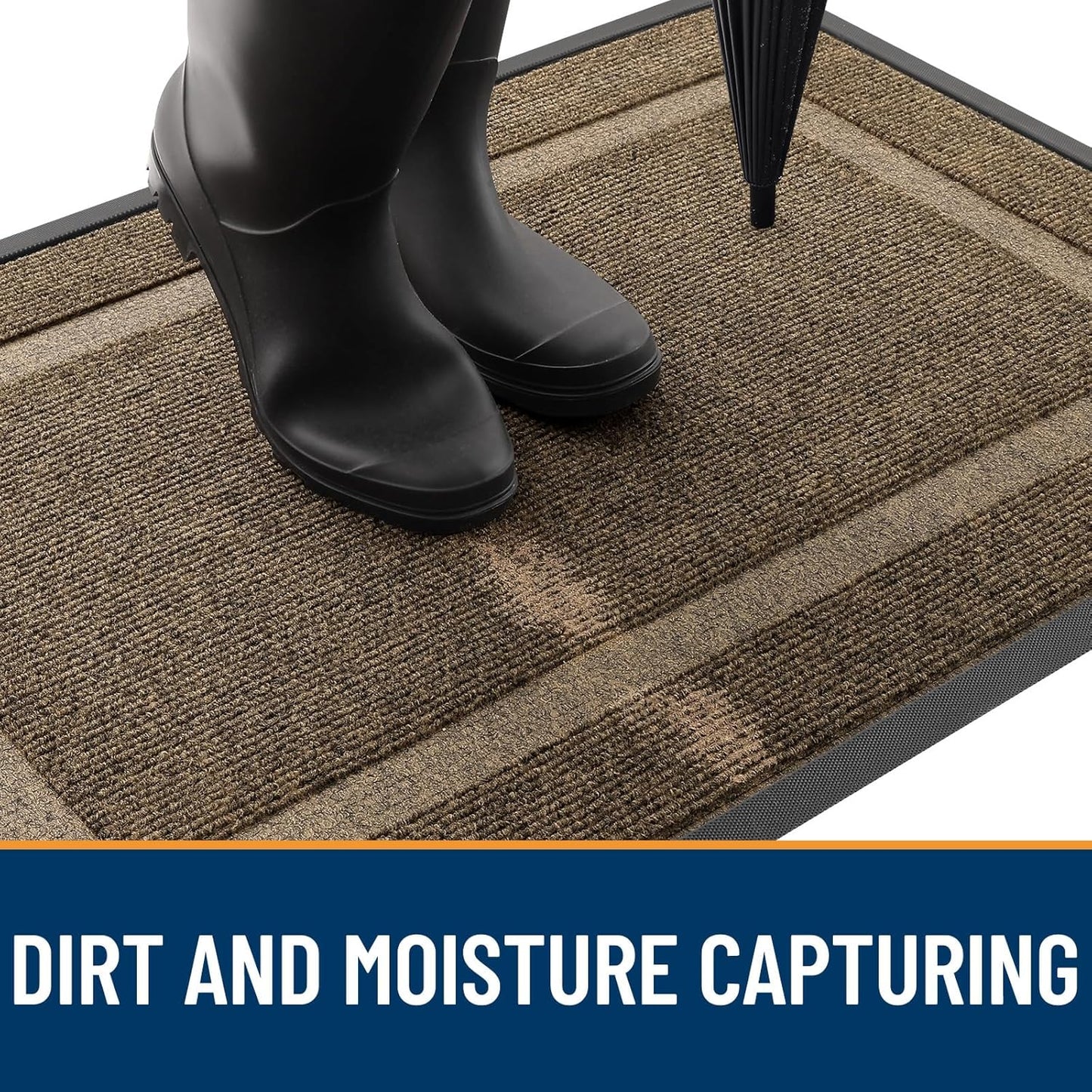 OLANLY Front Door Mat Indoor Outdoor Entrance, Waterproof All-Season, All-Weather Doormat, Sturdy Natural Rubber, Fade Resistant, Low Profile, Easy Clean Patio Porch Entryway Mat, 71x47, Brown