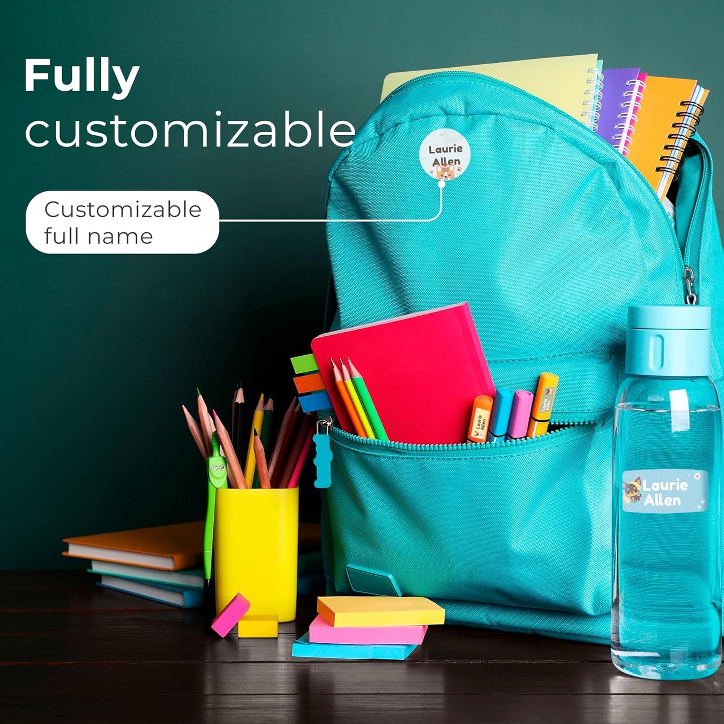 Personalized Name Tag Stickers for Kids (130+ Pack) | Dog Waterproof Labels for School Supplies, Bottles & Lunch Boxes | Custom Vinyl Name Labels for Clothing, Toys & More (G. Dogs)