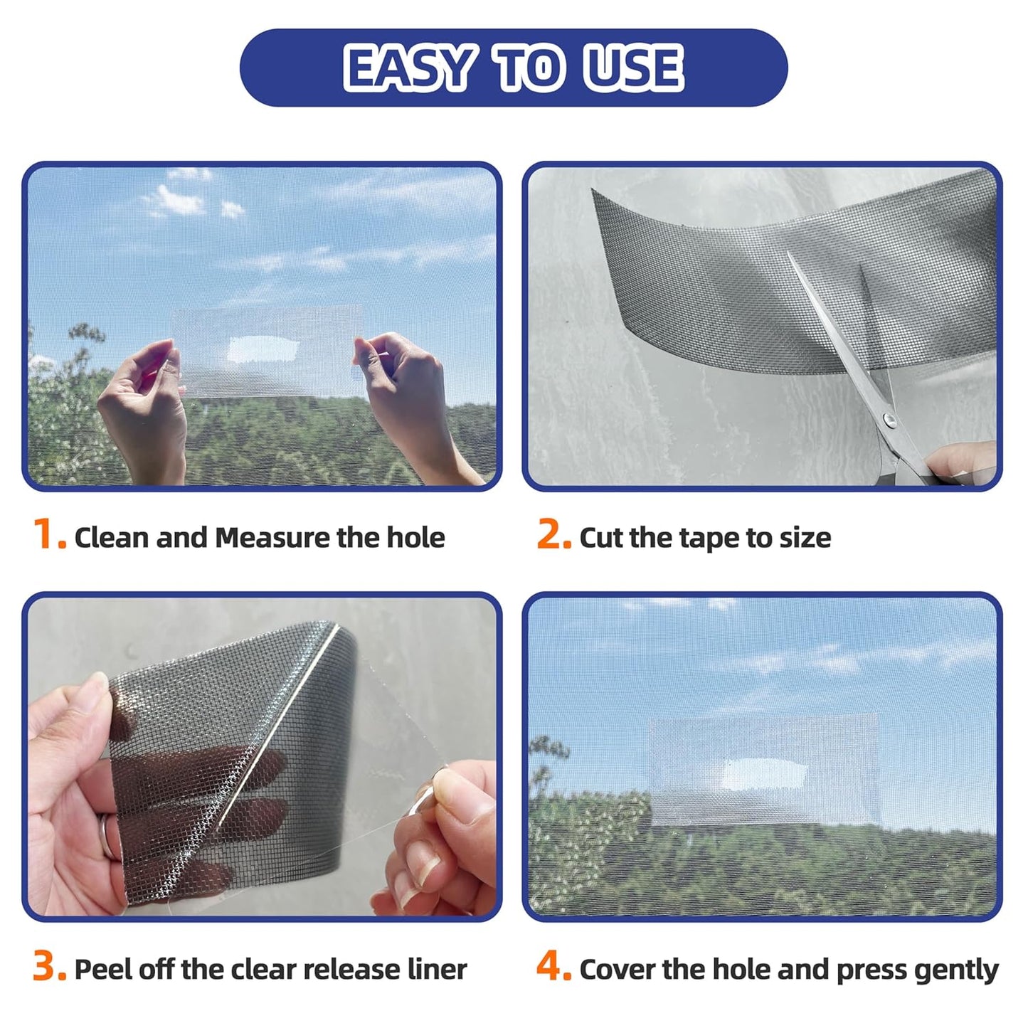 KING MOUNTAIN Black Window Screen Repair Tape,3inX15FT Heavy Duty Screen Repair Kit for Window Screen and Screen Door Tears Holes,Strong Adhesive & Waterproof Window Screen Patch, Weather Resistant