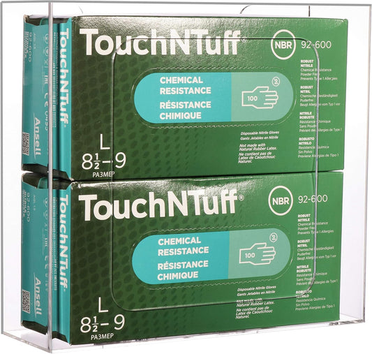 Cq acrylic Clear Wall Floating Glove Rack and Glove Box Dispenser Holder 10.2”x12.5”x3.5” Pack of 1