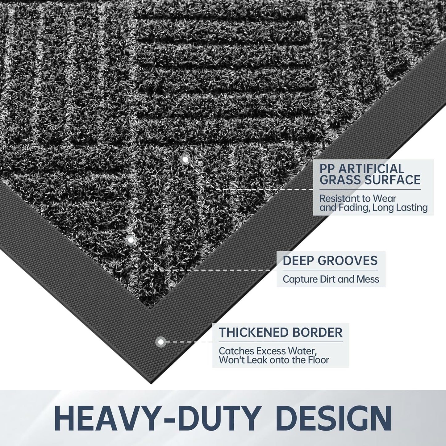 Front Door Mat, 4' x 2' Heavy Duty Indoor Outdoor Doormat, Non-Slip Backing Welcome Mats for Entryway, Low Profile, Commercial Door Mats