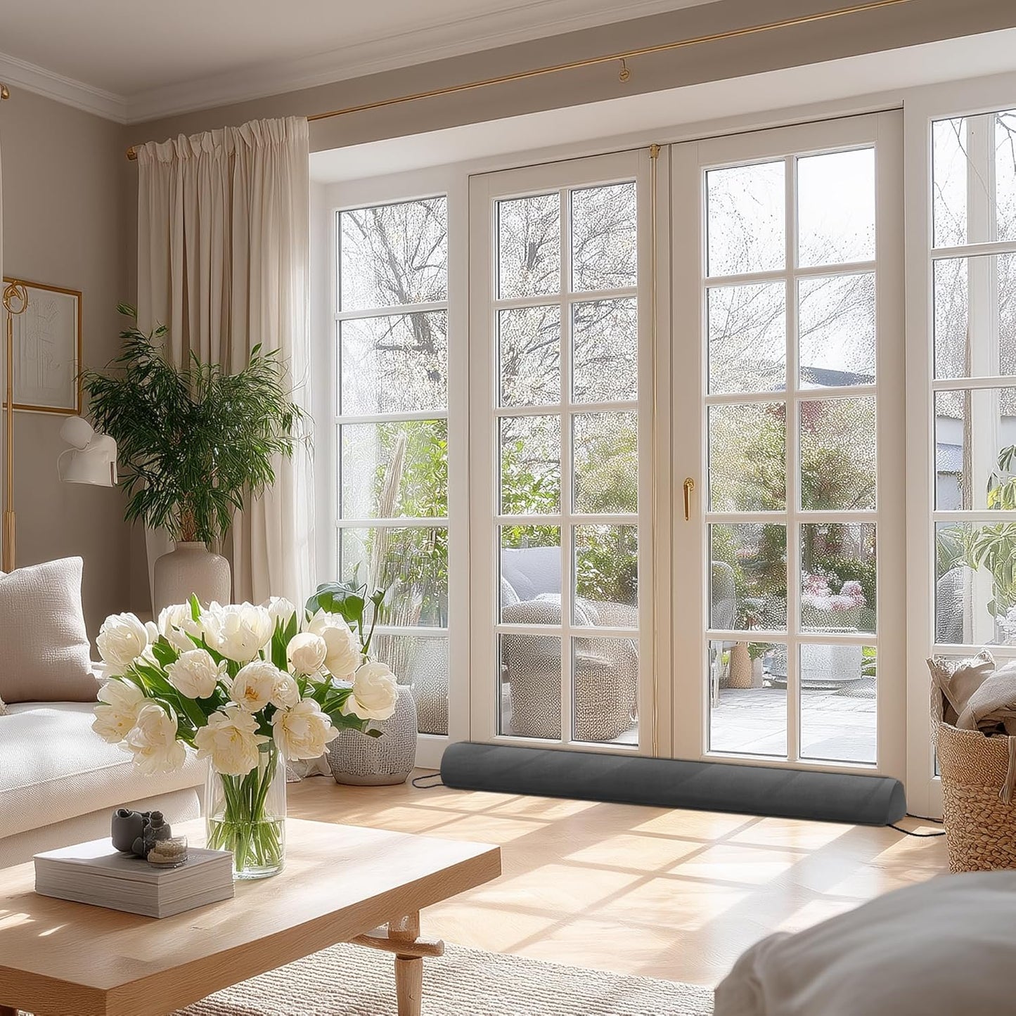 Sunolga 2-Pack 36" Door Draft Stopper Blocks Hot and Cold Air with Removable Washable Cover for Gaps Up to 3", All-Season Seal for Noise, Wind, Door Sweep for Bottom of Door, Home Essentials, Gray