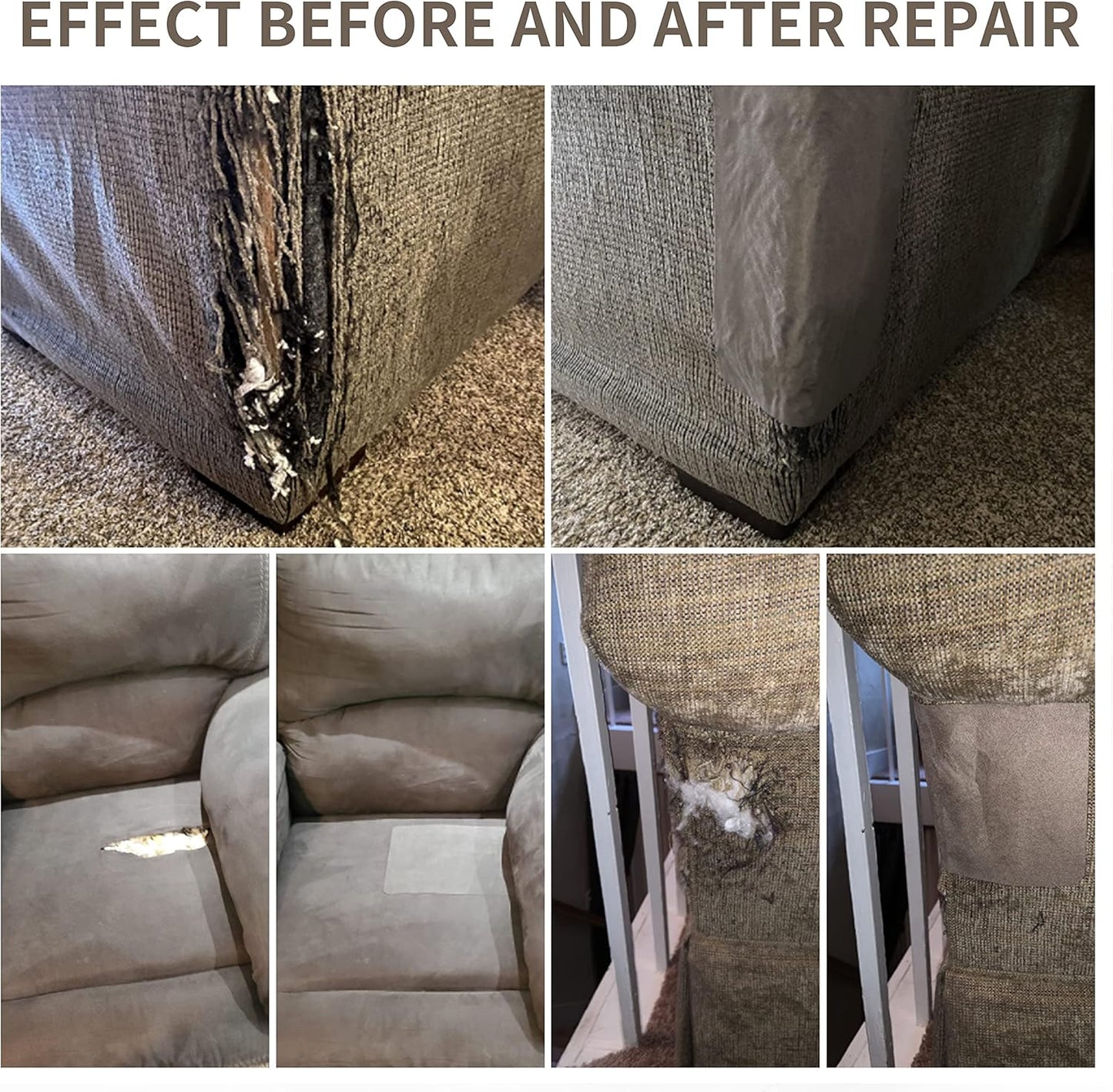 KING MOUNTAIN Fine Linen Repair Patches, Self-Adhesive Linen Fabric Patches, 12X40 inch Extra Size, Multi Color, Can be Used for Linen Sofa Repair and Linen Clothes Repair(12" x 40",White)