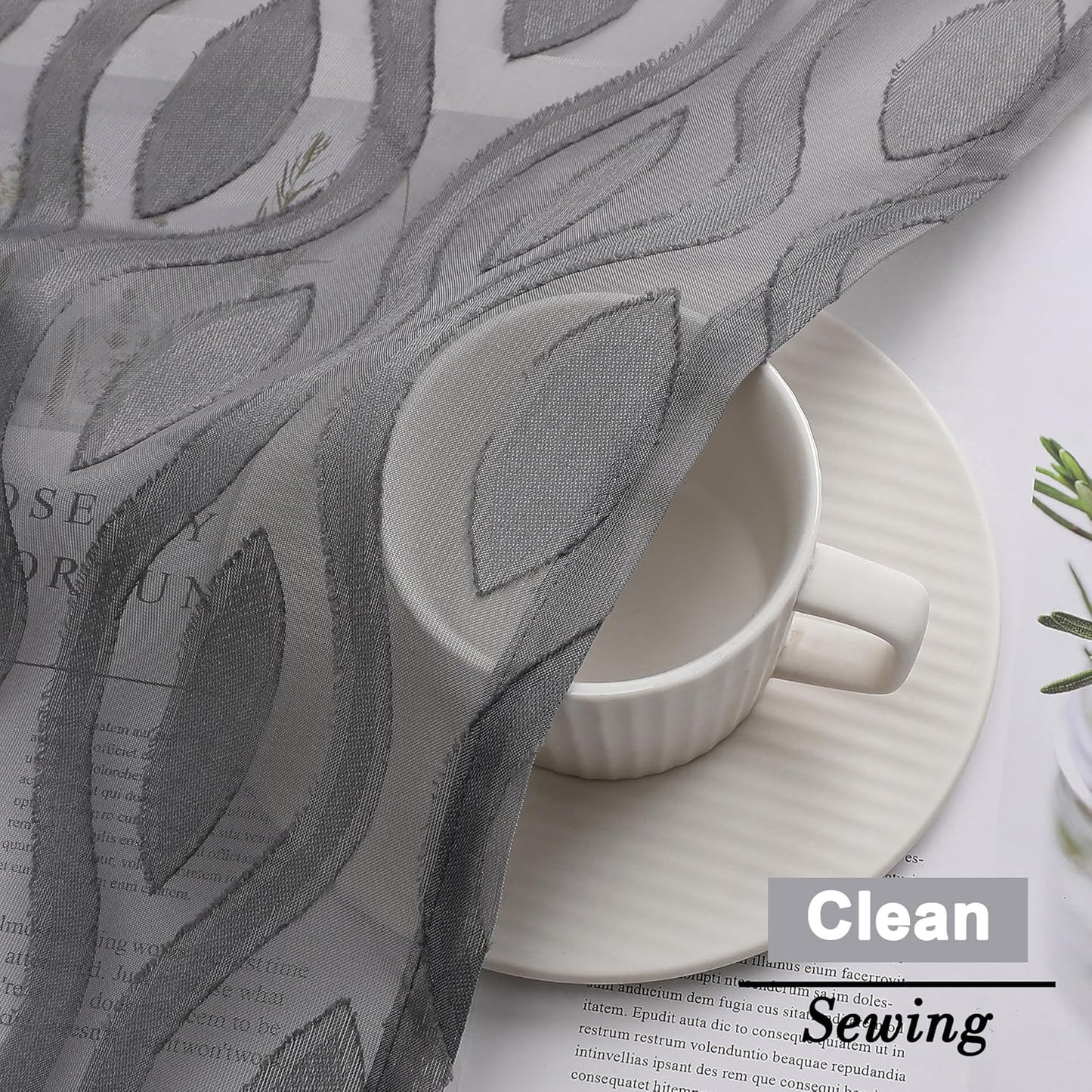 Aiyufeng Charcoal Grey Sheer Curtains 84 Inches Long 2 Panels, Solid Airy Light Filtering Window Treatments for Bedroom Living Room, Modern Wavy Line Rod Pocket Curtains, Total 80 inches Width