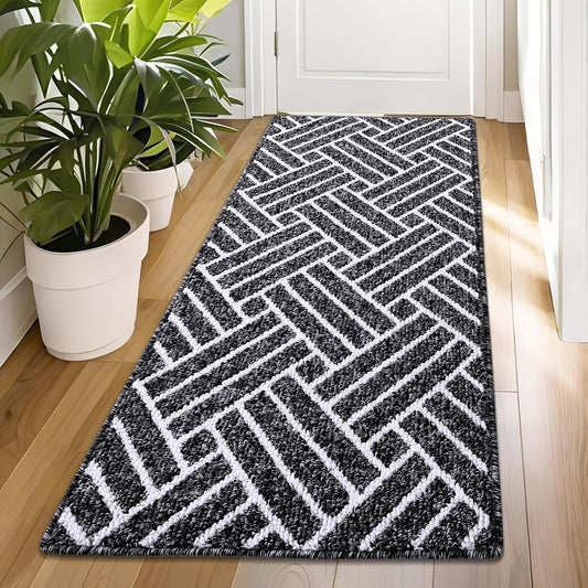 OLANLY Runner Indoor Door Mat, 70x23 Inch, Dirt Resistant and Absorbent, Non-Slip Rubber Backing Floor Mats, Easy Clean Low-Profile Doormat for Entryway, Front Door, and Inside Entrance, Black
