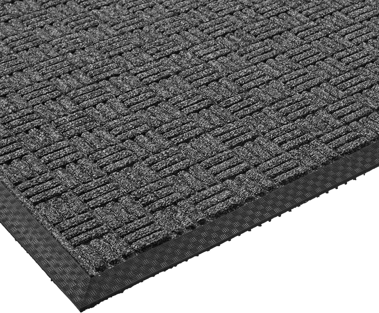 Kempf Water Retainer Entrance Mat, Indoor Outdoor Rubber Rug, Moisture Trapping, Absorbent Mat (4' X 6', Black)