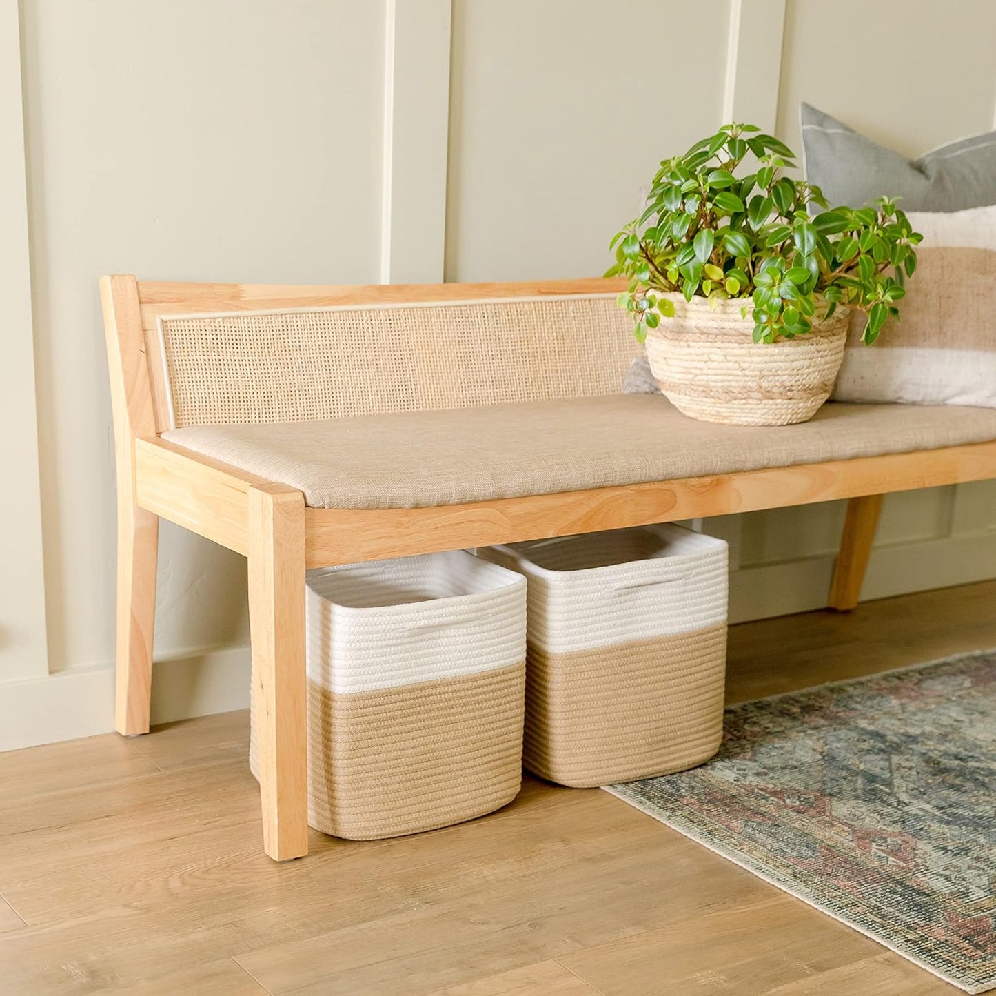 NaturalCozy Storage Cubes 11 Inch Cotton Rope Woven Baskets for Organizing, 3-Pack | Cube Storage Bin | Square Storage Baskets for Shelves Organizer, Classroom, Kids Toy Bins, Closet, Baby Nursery