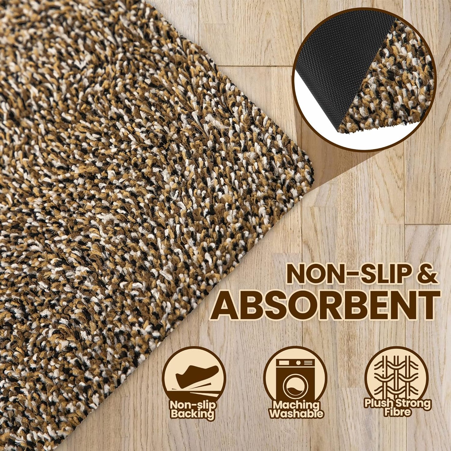 Premium Microfiber Indoor Door Mat – 32"x48" Washable Entry Mat, Non-Slip, Waterproof Backing, Super Absorbent, Low Profile Entryway Doormat for Indoor Entrance