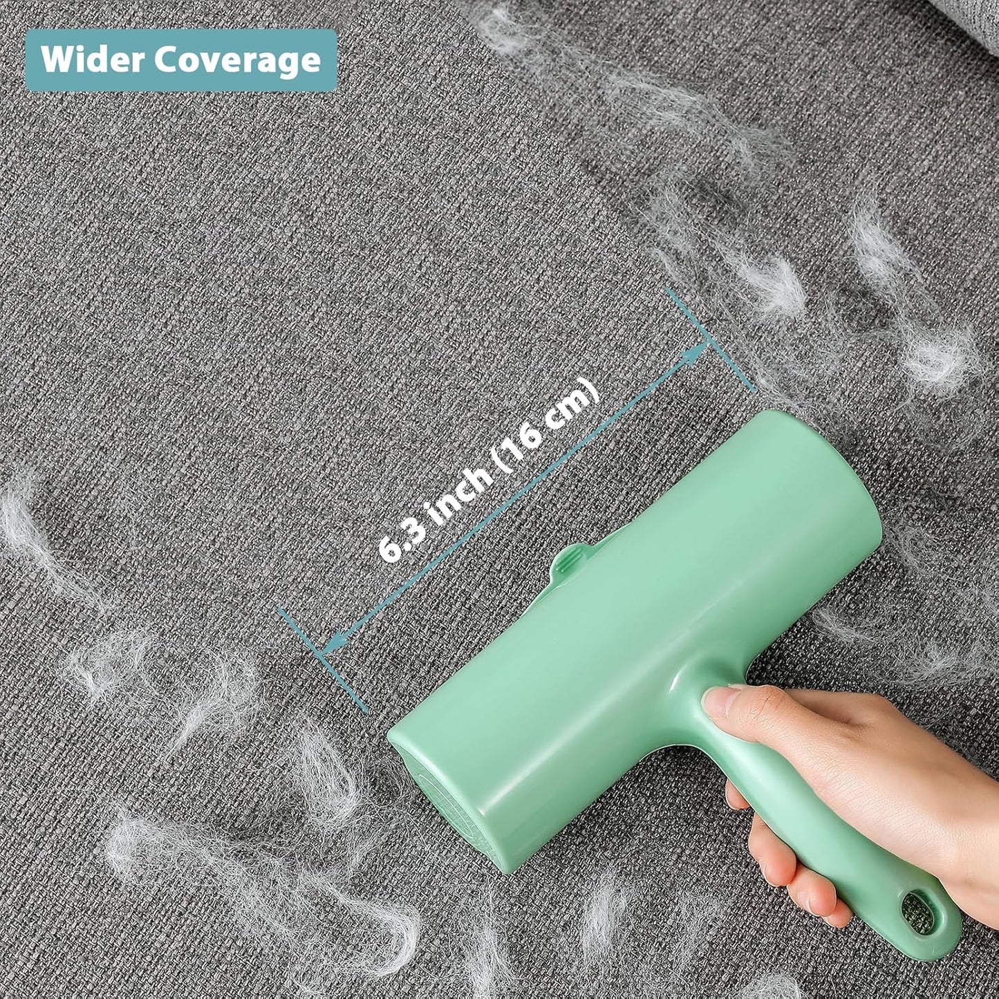 Large Lint Roller with Refills for Pet Hair Removal Extra Sticky 6.3 inch Wide Surface Lint Roller with Cover for Clothes Couch Furniture (Total 5 Sticky Rolls)