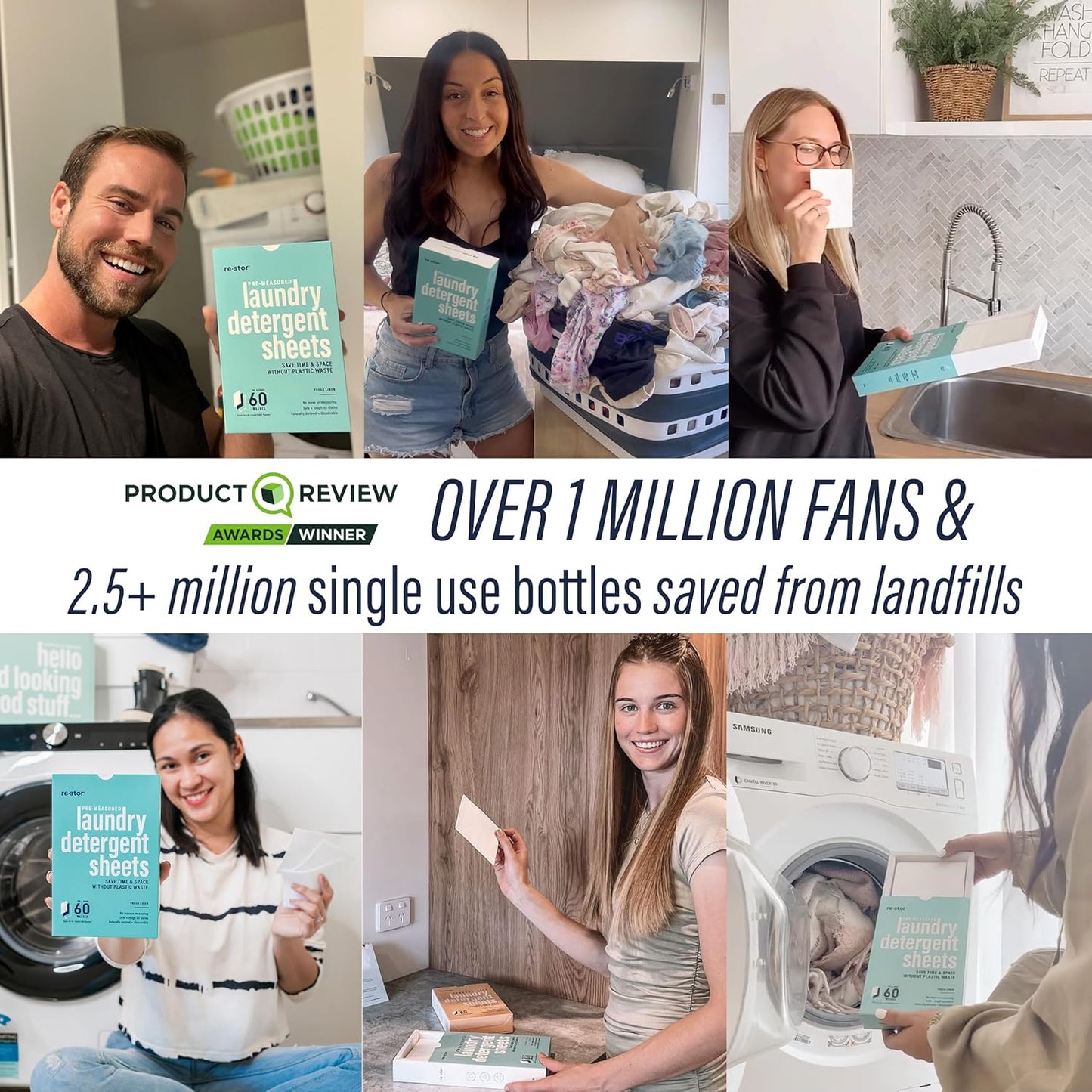 restor Laundry Detergent Sheets Fresh Linen 180 Loads | Eco Friendly Plastic Free Travel Laundry Washer Sheets | Superior Stain Fighting Washing Detergent sheets Number One in Australia