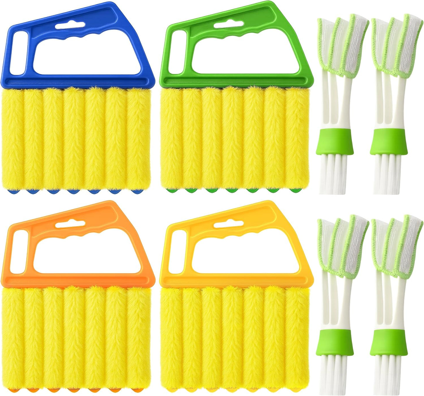 Blind Cleaner Duster Tool - 4 Pcs 7 Fingers Anti-Shedding Window Blind Cleaner Tool and 4 Pcs Air Vent Cleaner, with High-Density Microfiber Fleece and Ergonomic Handle, Detachable and Washable