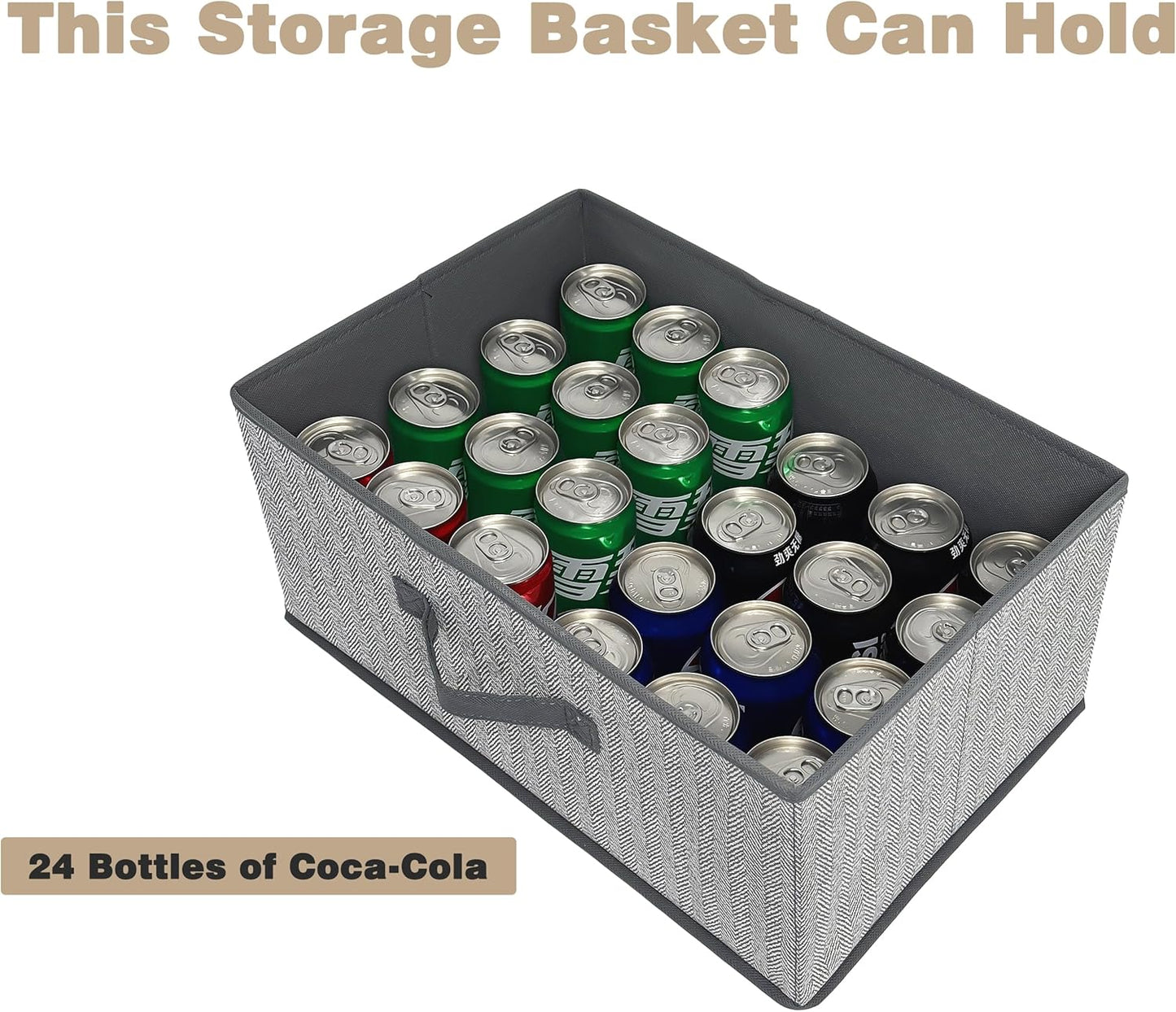 Storage Baskets, 15.7 Inch Woven Fabric Bins, Storage Cubes with Reinforced Handles, Organizer Bins for Closet Shelves, Foldable, for Toys, Clothes, Natural Beige (2PCS/Grey-15.7*11*7.8inch)