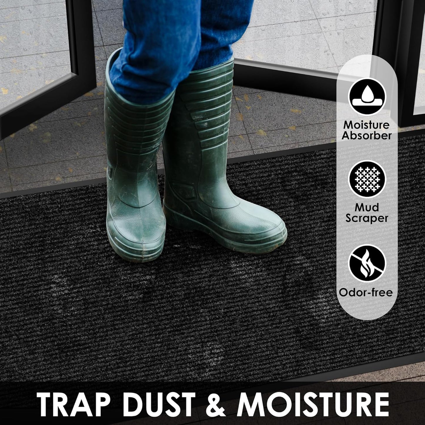 2′ x 63′ Front Door Mat Indoor Outdoor Entrance, Commercial Floor Mat Heavy Duty Dirt Trapper Entryway Doormat, Custom Size Non Slip Rubber Backing Welcome mat, Door Mat for High Traffic Area